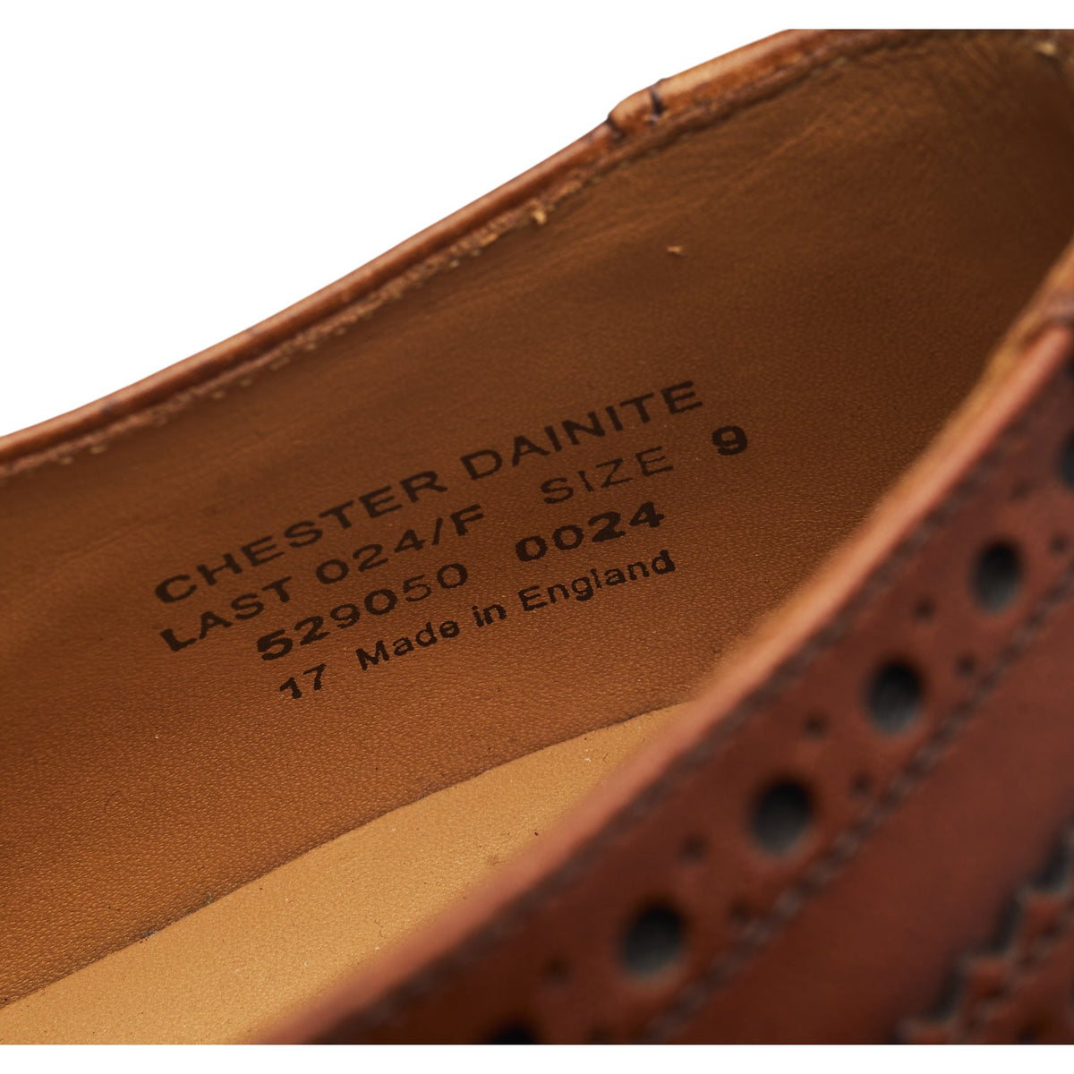 1880 'Chester' Tan Brown Leather Derby Brogues UK 9 F