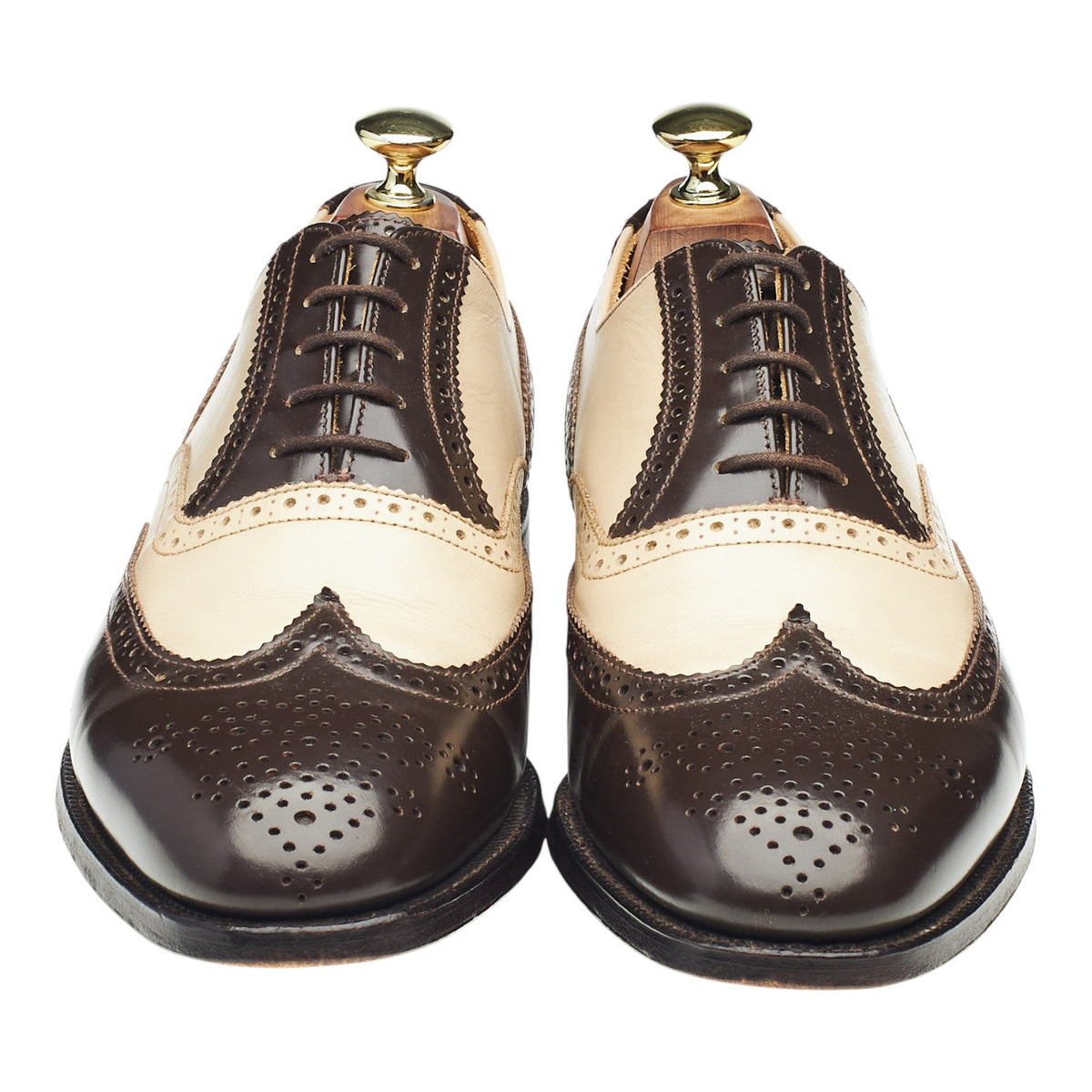 'Melly' Dark Brown & Cream Leather Oxford Spectator Brogues UK 7.5 F