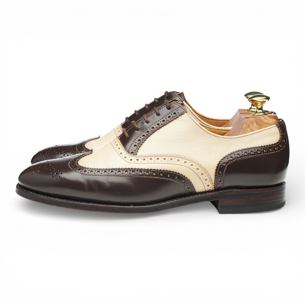 'Melly' Dark Brown & Cream Leather Oxford Spectator Brogues UK 7.5 F