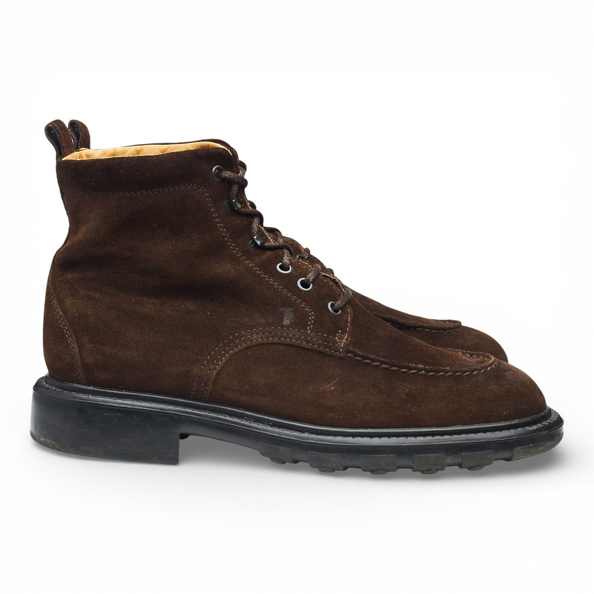 Dark Brown Suede Apron Boots UK 8.5