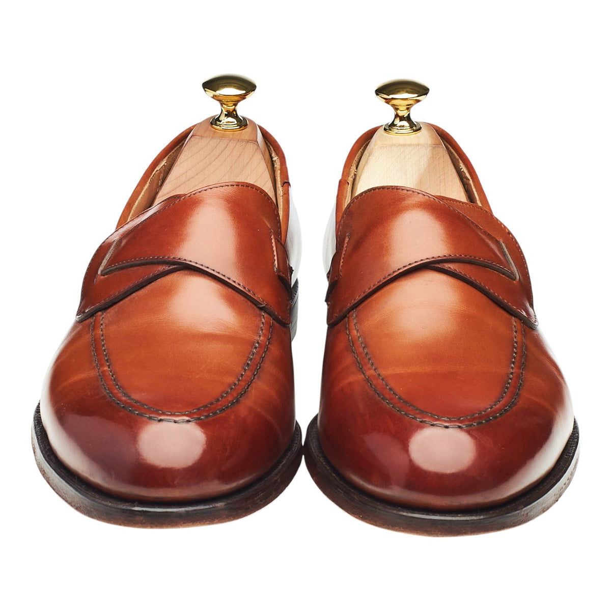 'Selby' Tan Brown Leather Butterfly Loafers UK 7.5 E