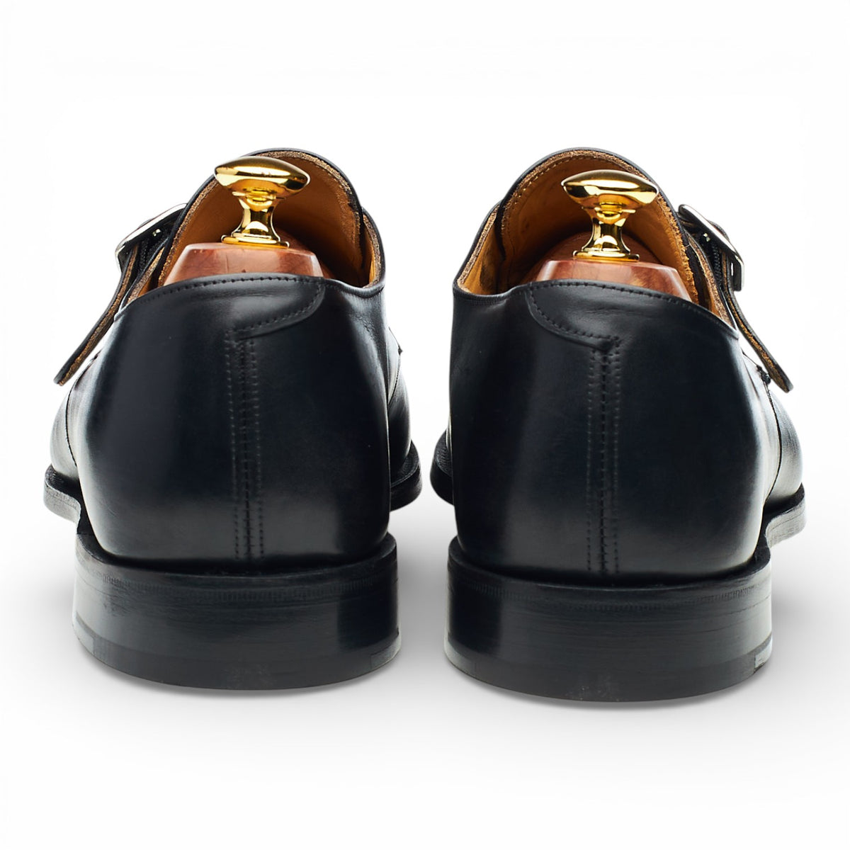 'Lewiston' Black Leather Monk Strap UK 10