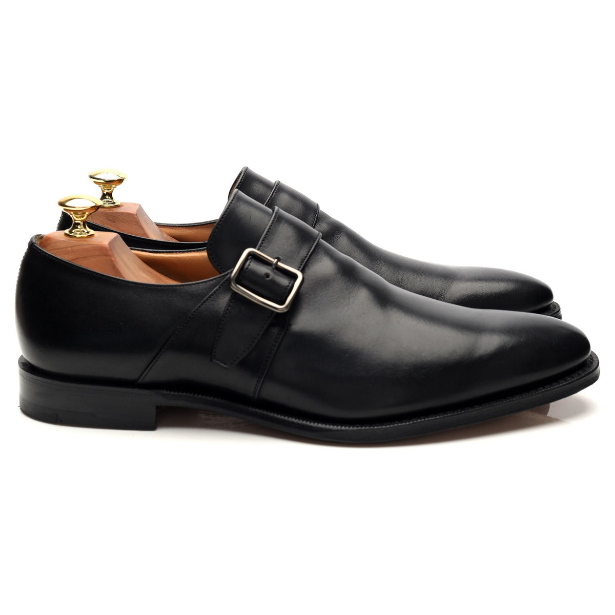 &#39;Saxton&#39; Black Leather Monk Strap UK 8.5 G