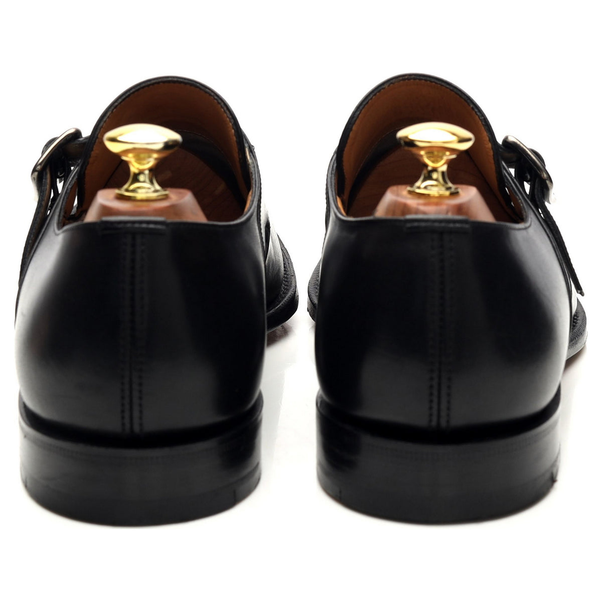 &#39;Saxton&#39; Black Leather Monk Strap UK 8.5 G