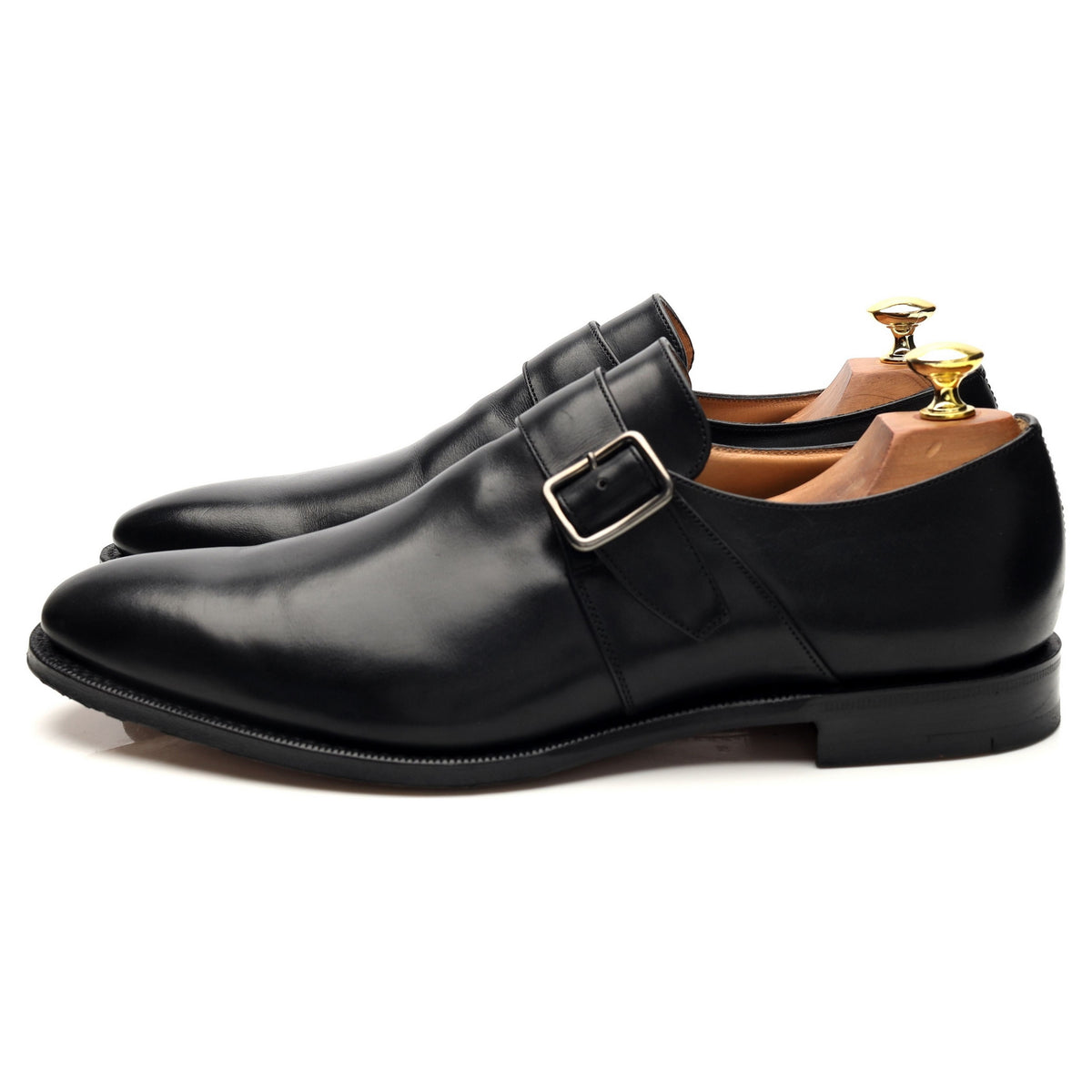 &#39;Saxton&#39; Black Leather Monk Strap UK 8.5 G