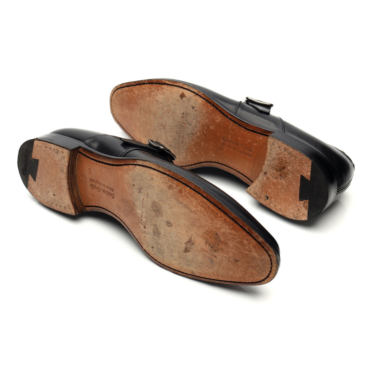 &#39;Saxton&#39; Black Leather Monk Strap UK 8.5 G