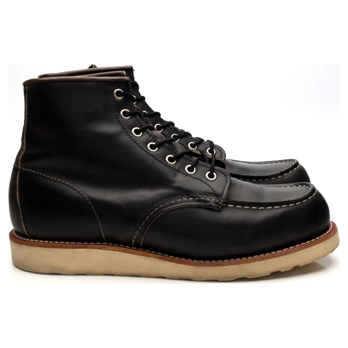 &#39;8890&#39; Black Leather Moc Toe Boots UK 7.5 US 8.5 D