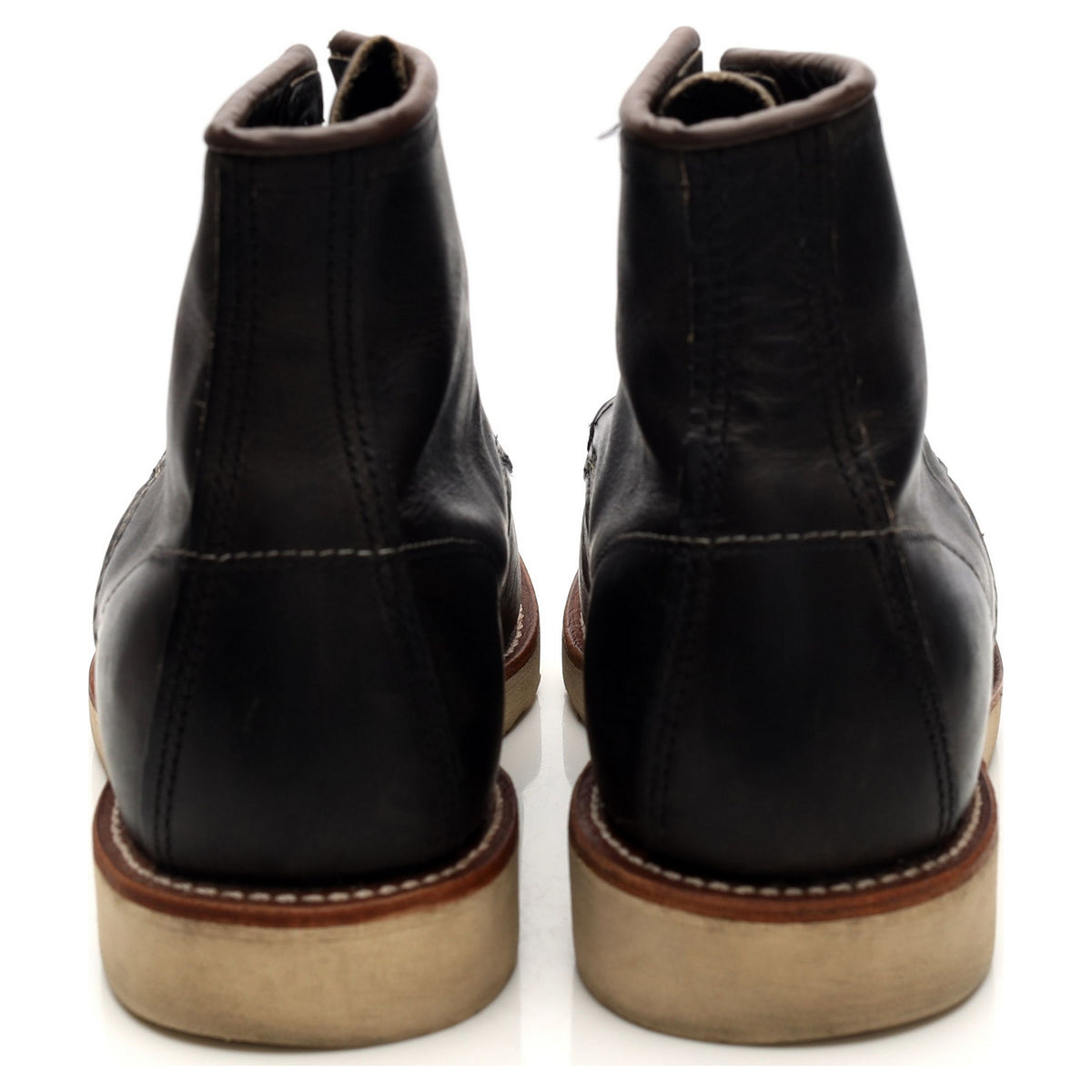 &#39;8890&#39; Black Leather Moc Toe Boots UK 7.5 US 8.5 D