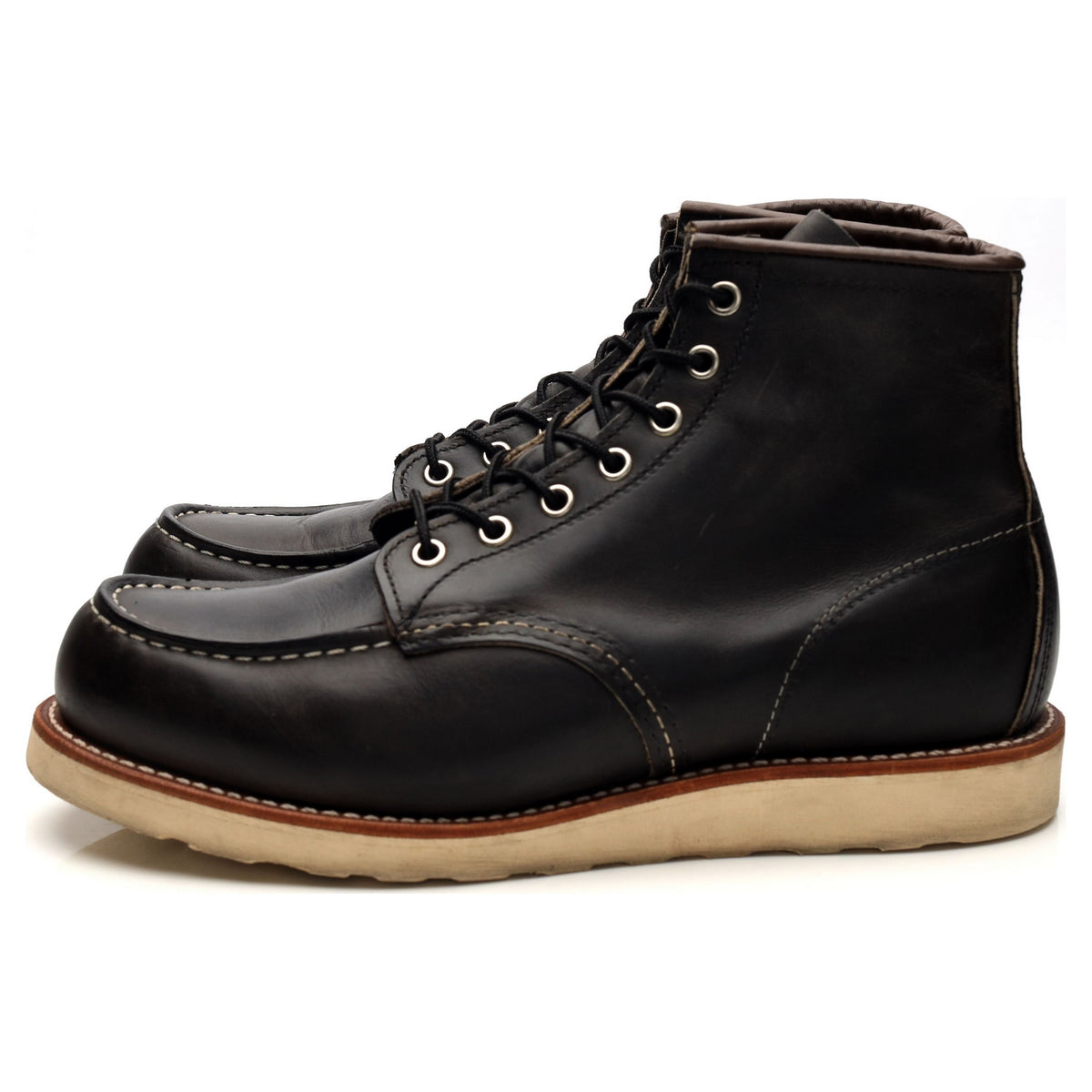 &#39;8890&#39; Black Leather Moc Toe Boots UK 7.5 US 8.5 D