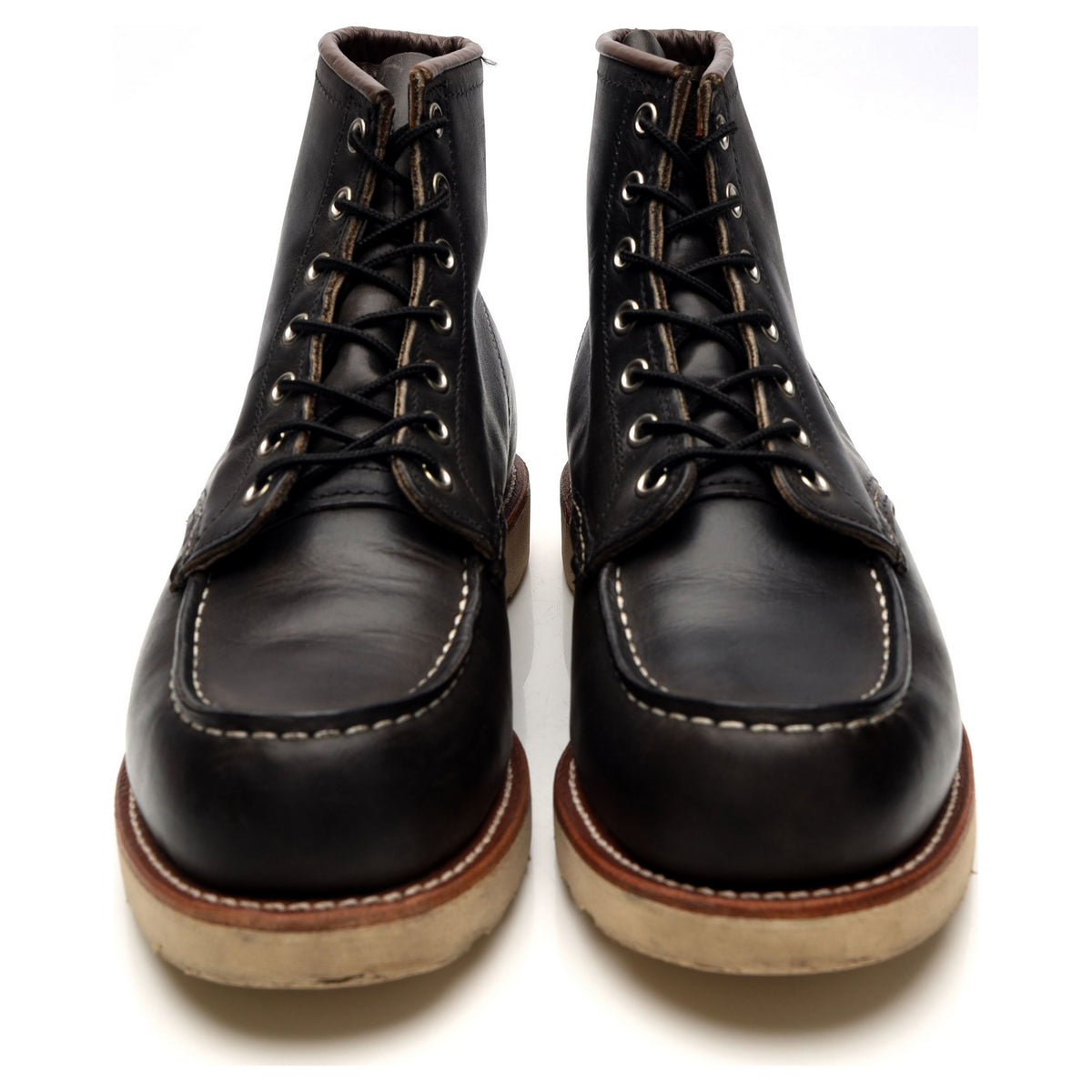 &#39;8890&#39; Black Leather Moc Toe Boots UK 7.5 US 8.5 D