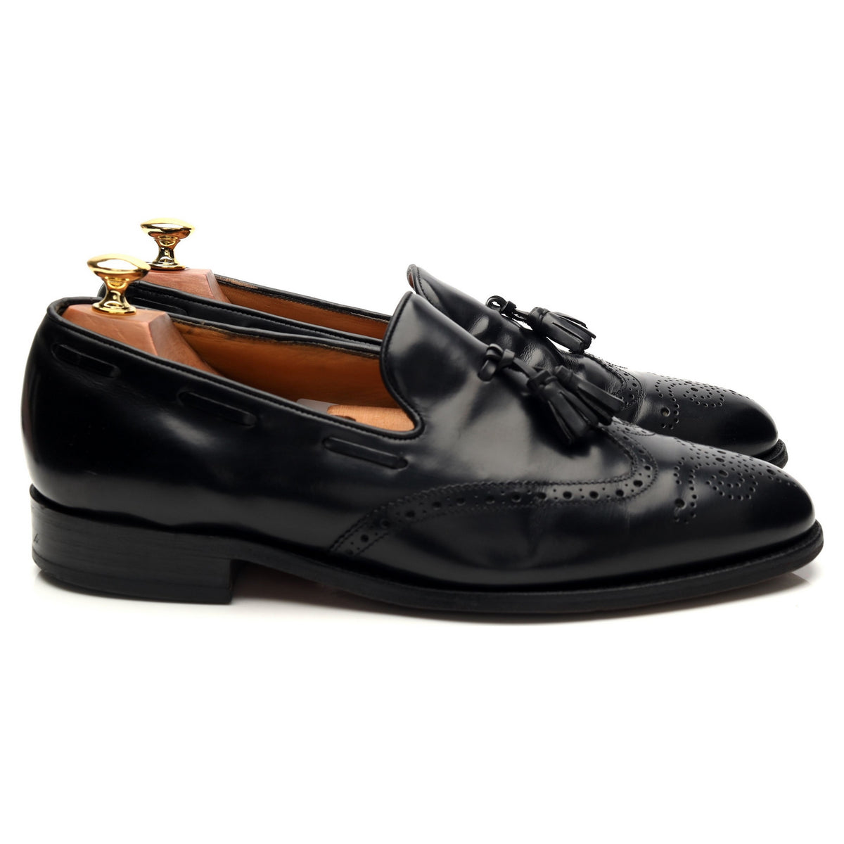 &#39;Clive&#39; Black Leather Tassel Loafers UK 9 F