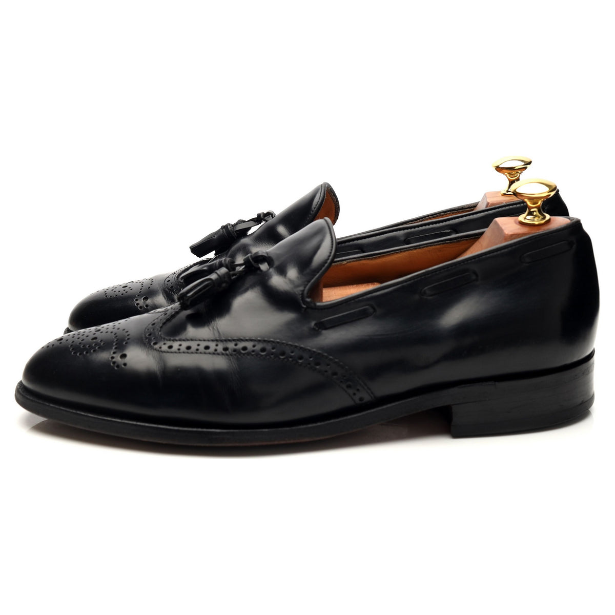 &#39;Clive&#39; Black Leather Tassel Loafers UK 9 F