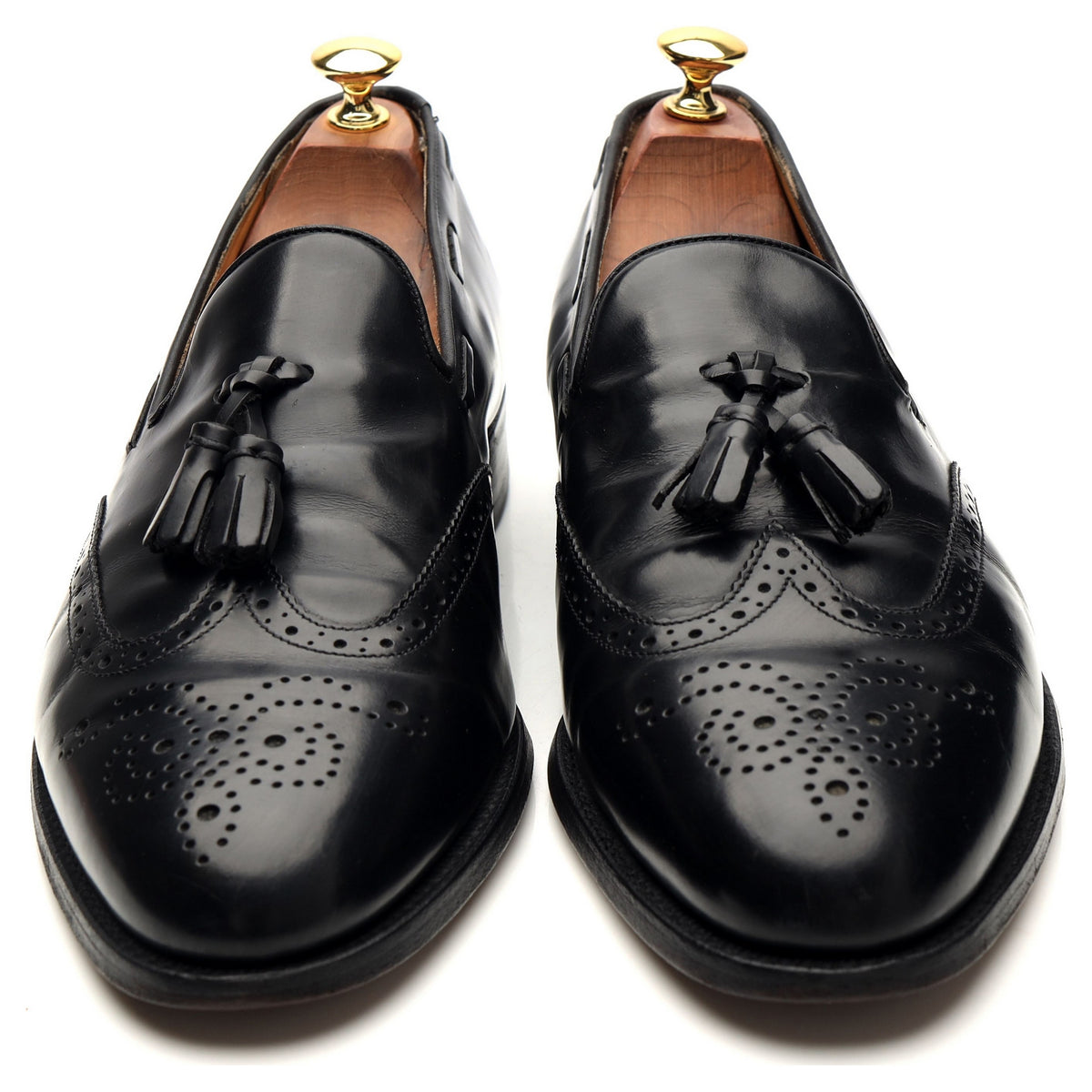 &#39;Clive&#39; Black Leather Tassel Loafers UK 9 F