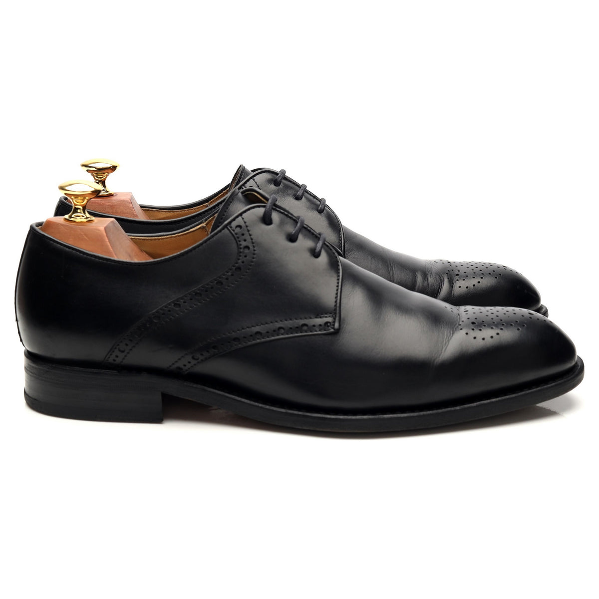 &#39;3796&#39; Black Leather Derby UK 9
