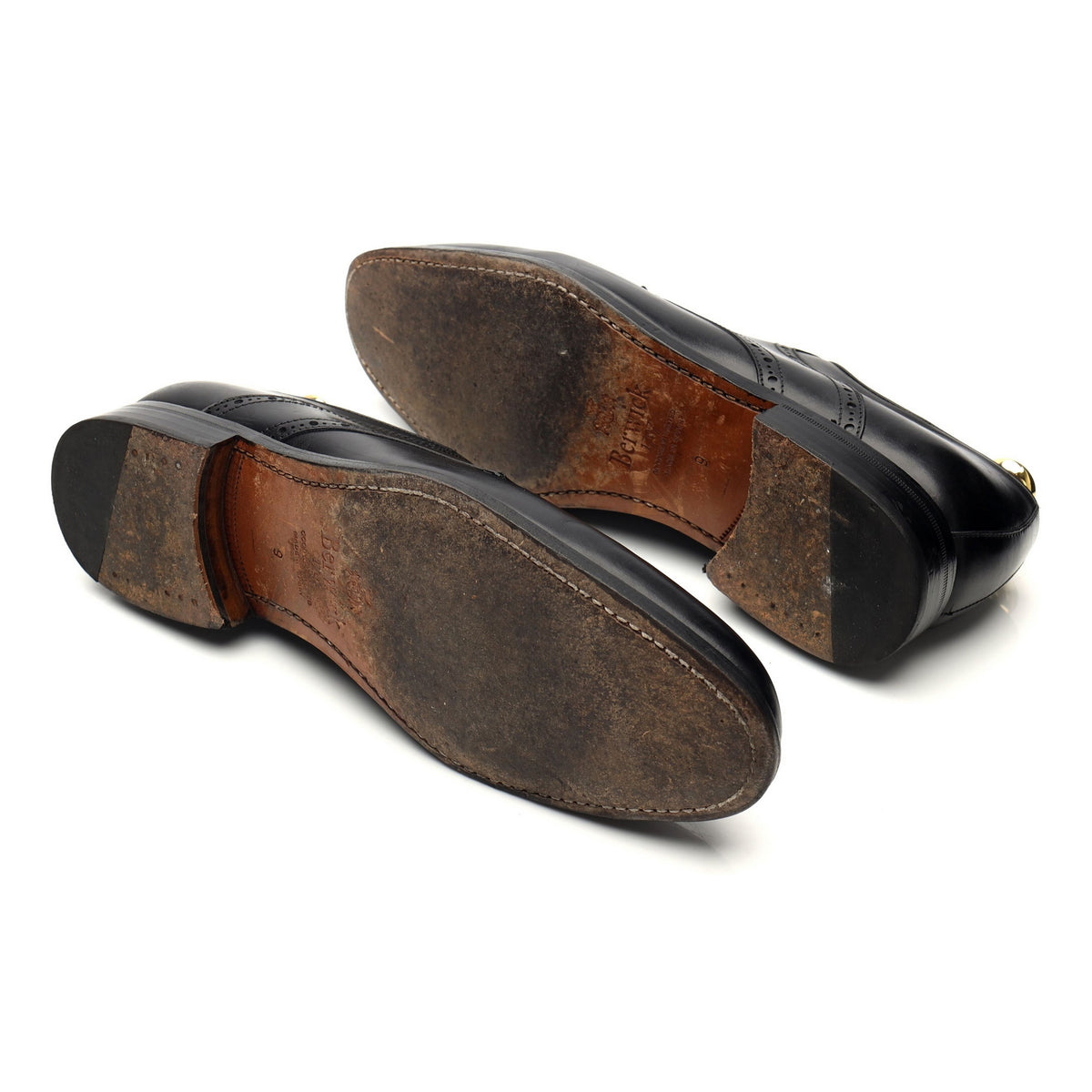 &#39;3796&#39; Black Leather Derby UK 9