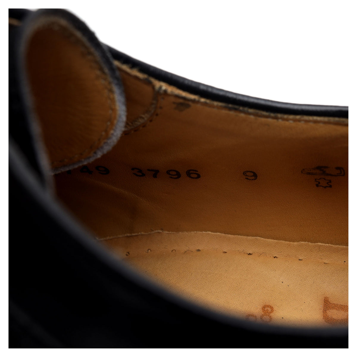 &#39;3796&#39; Black Leather Derby UK 9