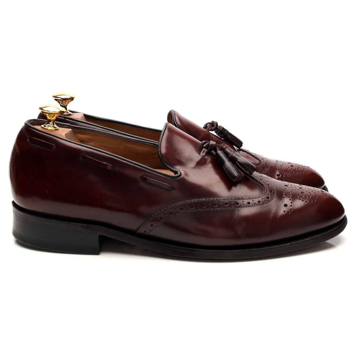 &#39;Clive&#39; Burgundy Leather Tassel Loafers UK 9 F