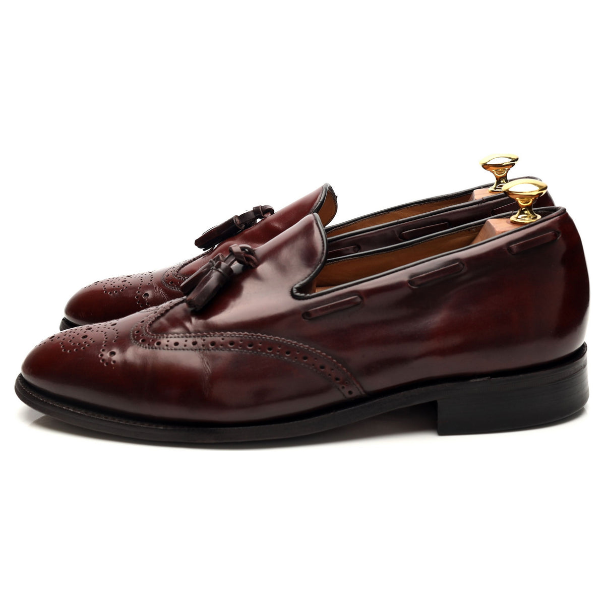 &#39;Clive&#39; Burgundy Leather Tassel Loafers UK 9 F