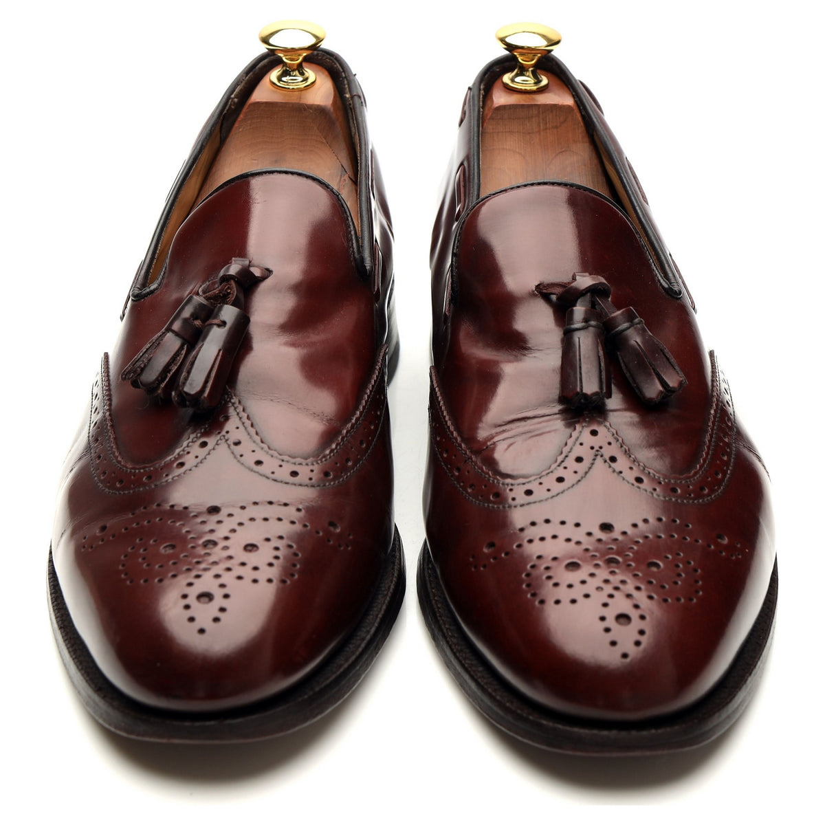 &#39;Clive&#39; Burgundy Leather Tassel Loafers UK 9 F