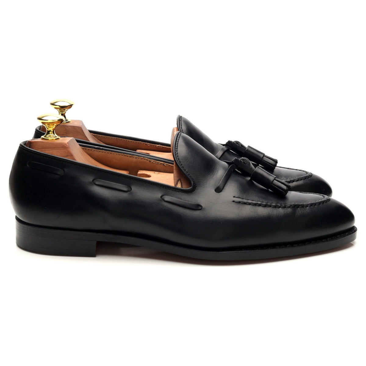 &#39;Adrian&#39; Black Leather Tassel Loafers UK 7.5 E