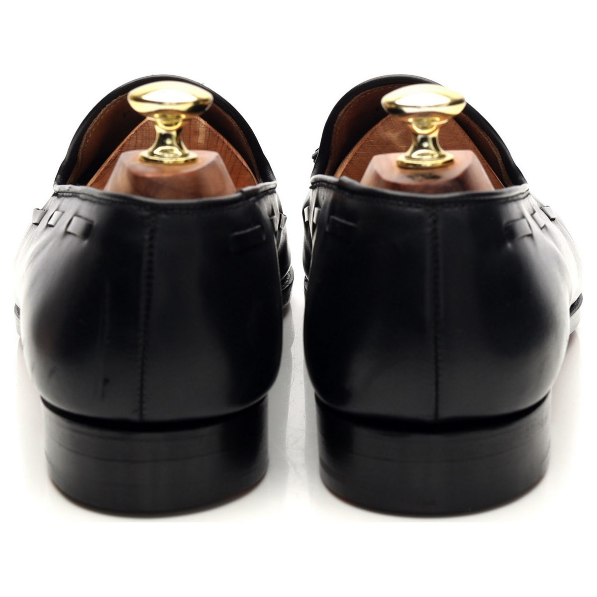 &#39;Adrian&#39; Black Leather Tassel Loafers UK 7.5 E
