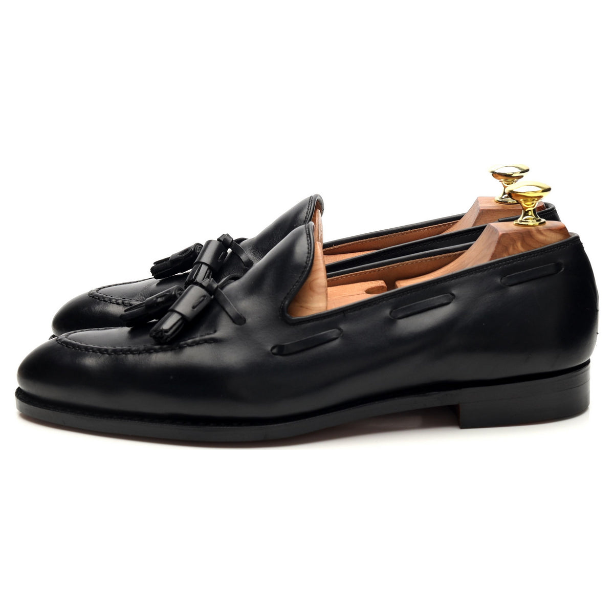 &#39;Adrian&#39; Black Leather Tassel Loafers UK 7.5 E