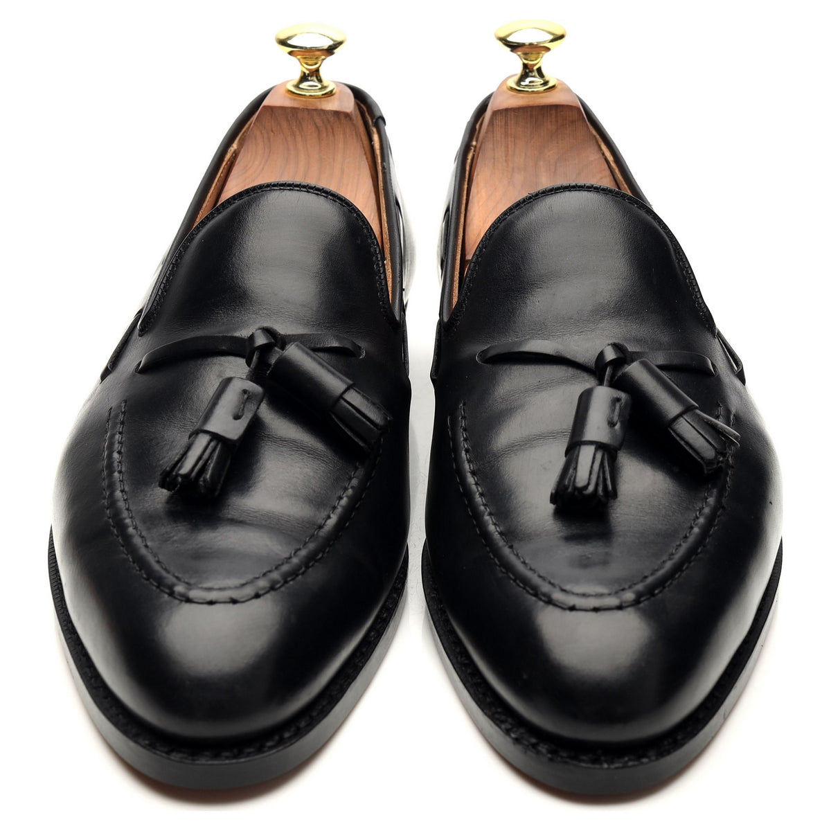 &#39;Adrian&#39; Black Leather Tassel Loafers UK 7.5 E