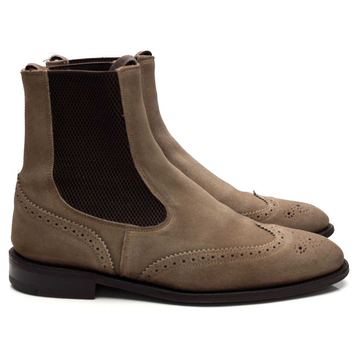 &#39;Raimond&#39; Stone Grey Suede Chelsea Boots Brogues UK 7