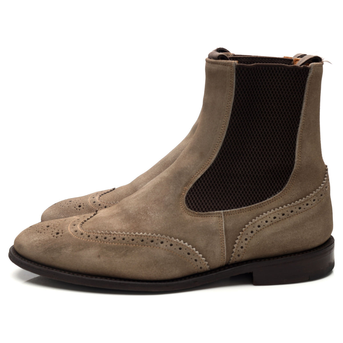 &#39;Raimond&#39; Stone Grey Suede Chelsea Boots Brogues UK 7