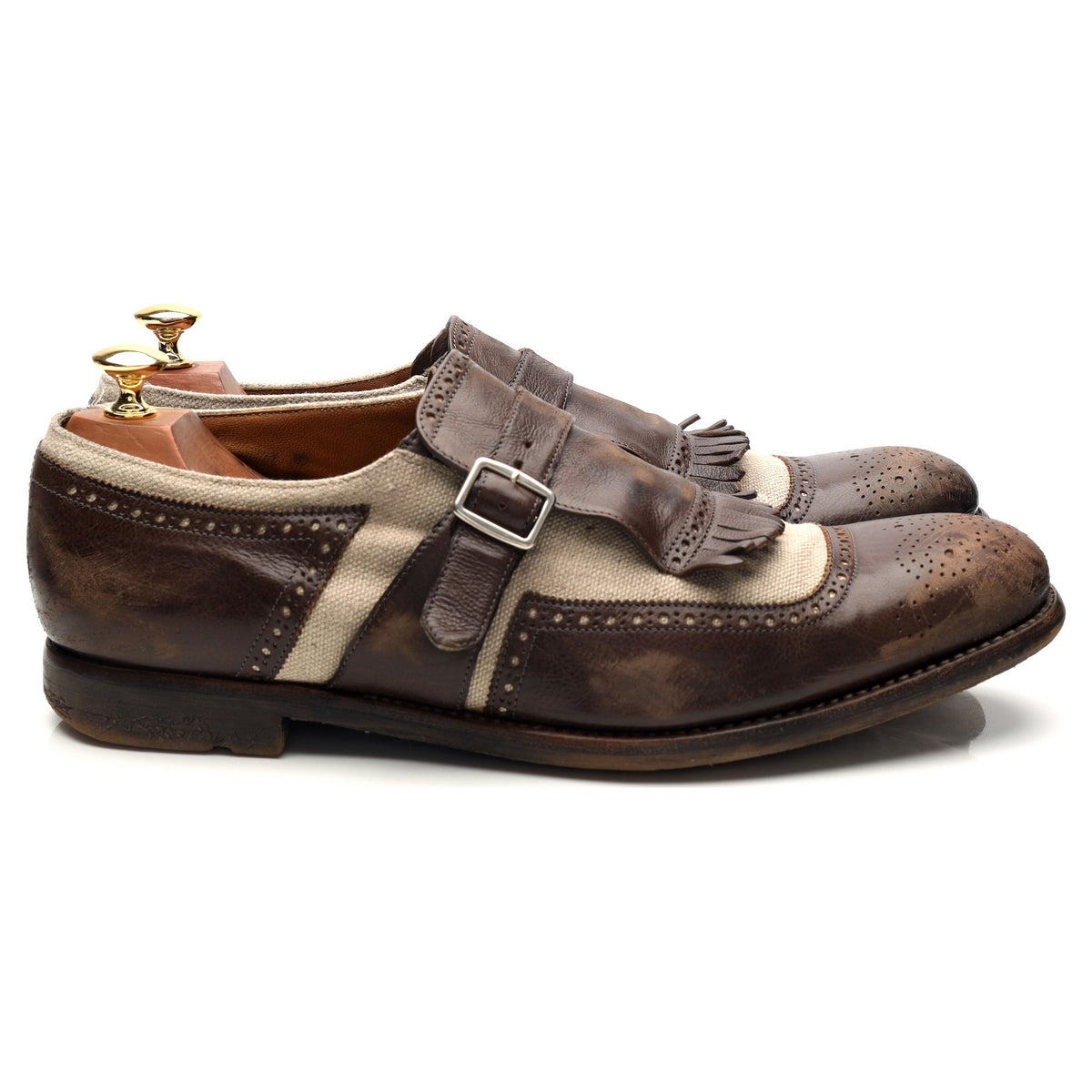&#39;Shanghai&#39; Dark Brown Leather Monk Strap UK 10 F