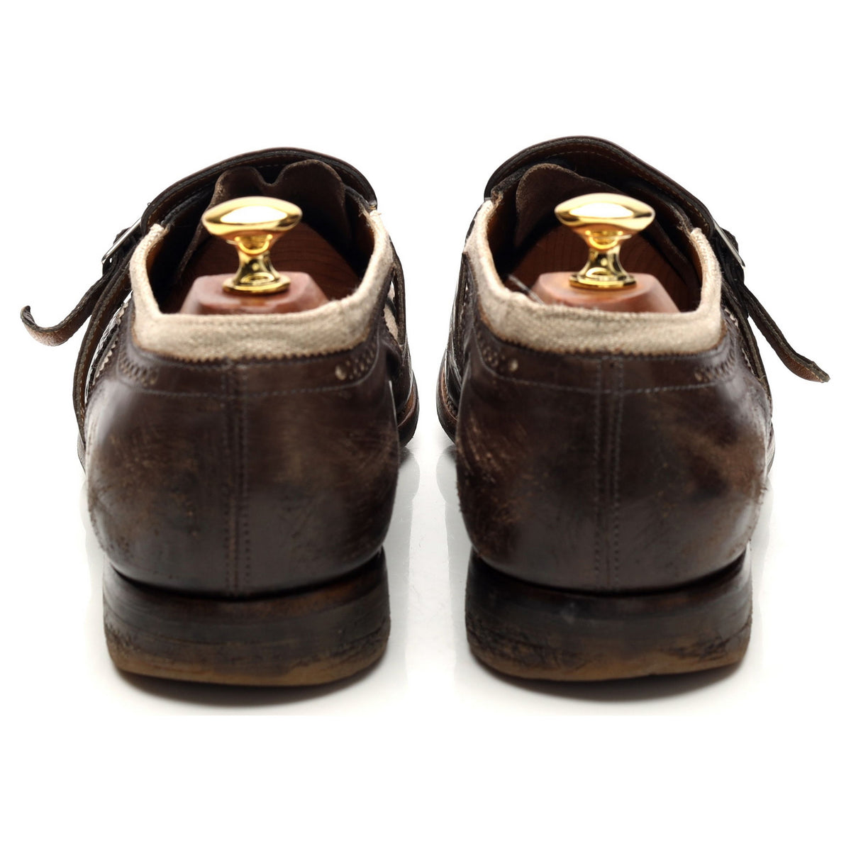 &#39;Shanghai&#39; Dark Brown Leather Monk Strap UK 10 F