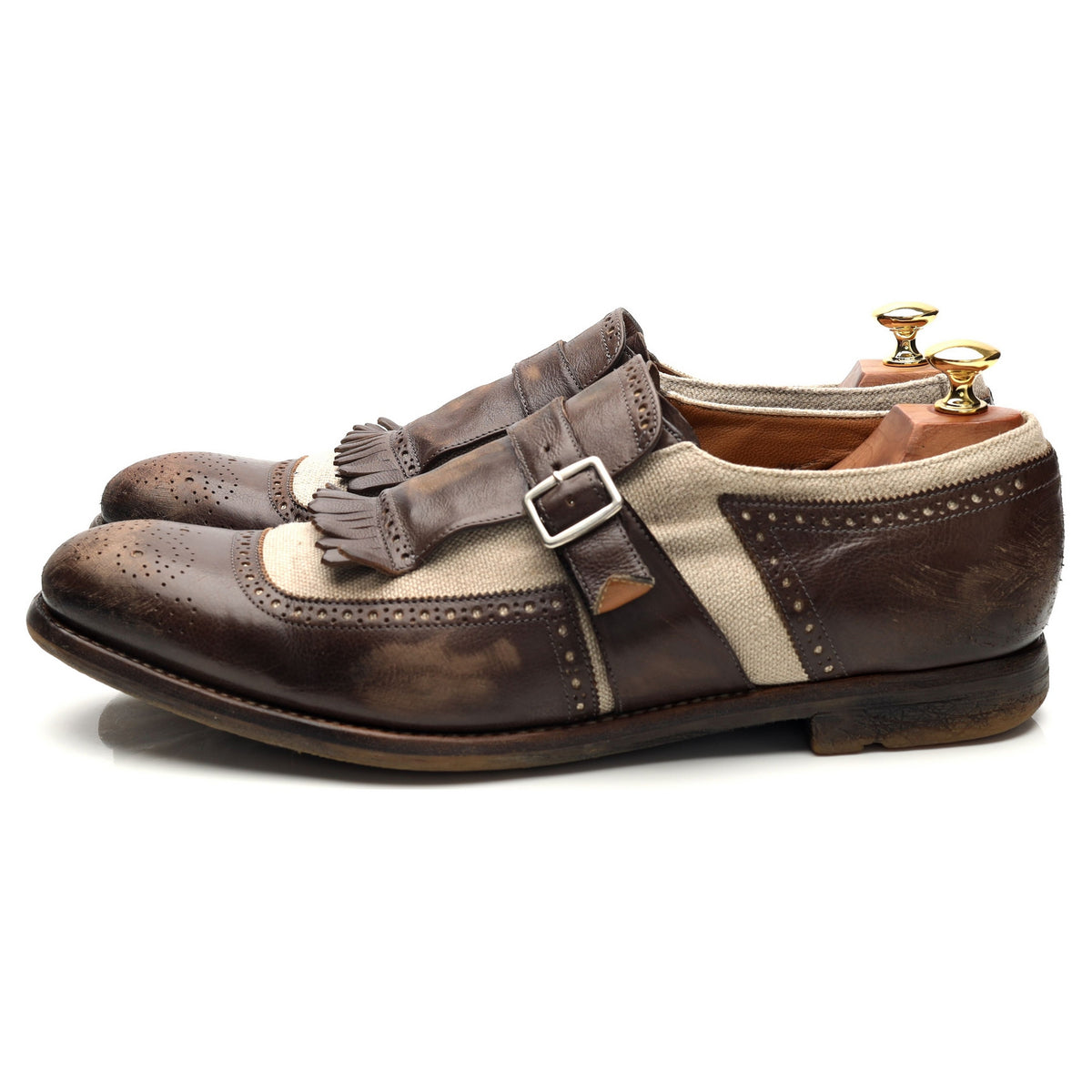 &#39;Shanghai&#39; Dark Brown Leather Monk Strap UK 10 F