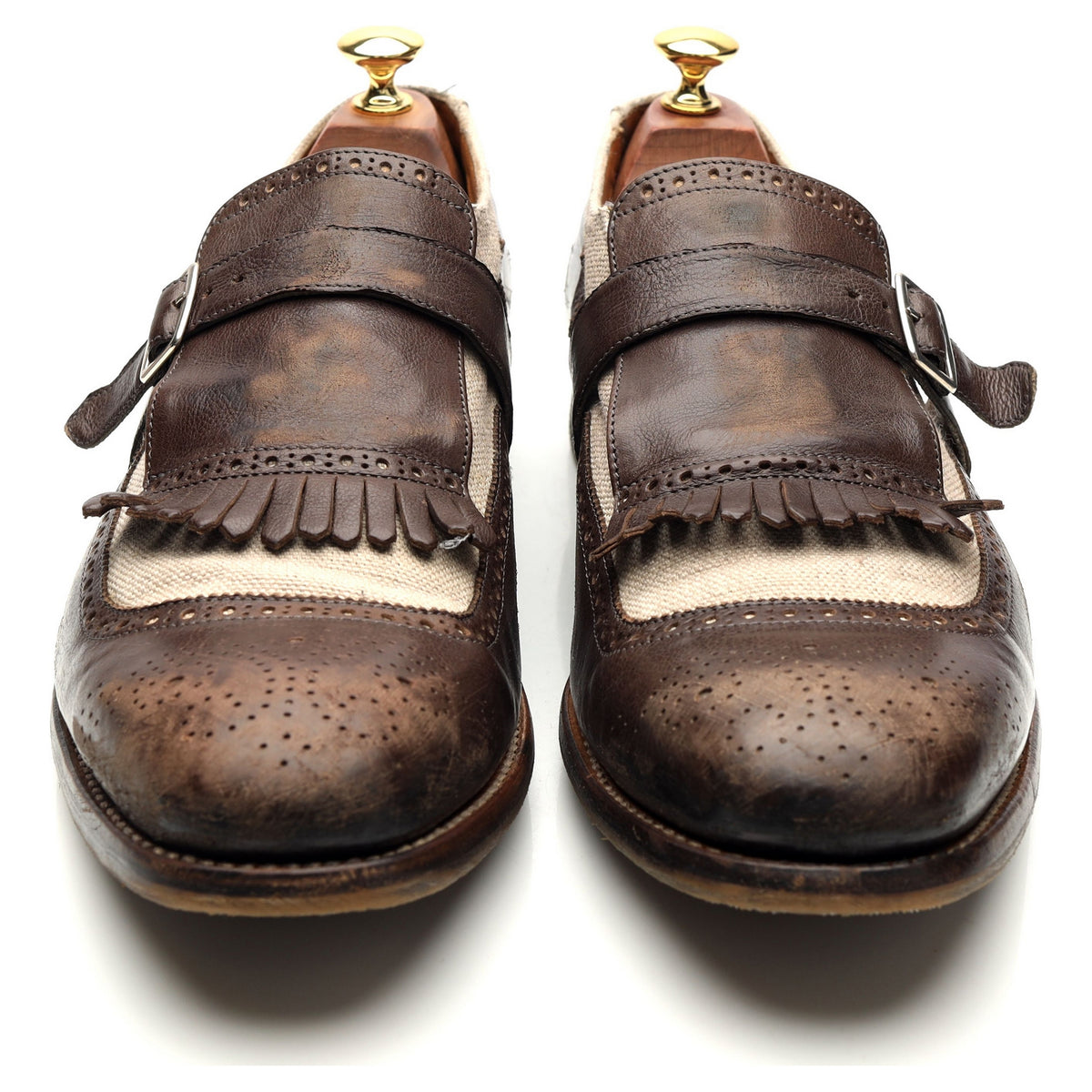 &#39;Shanghai&#39; Dark Brown Leather Monk Strap UK 10 F