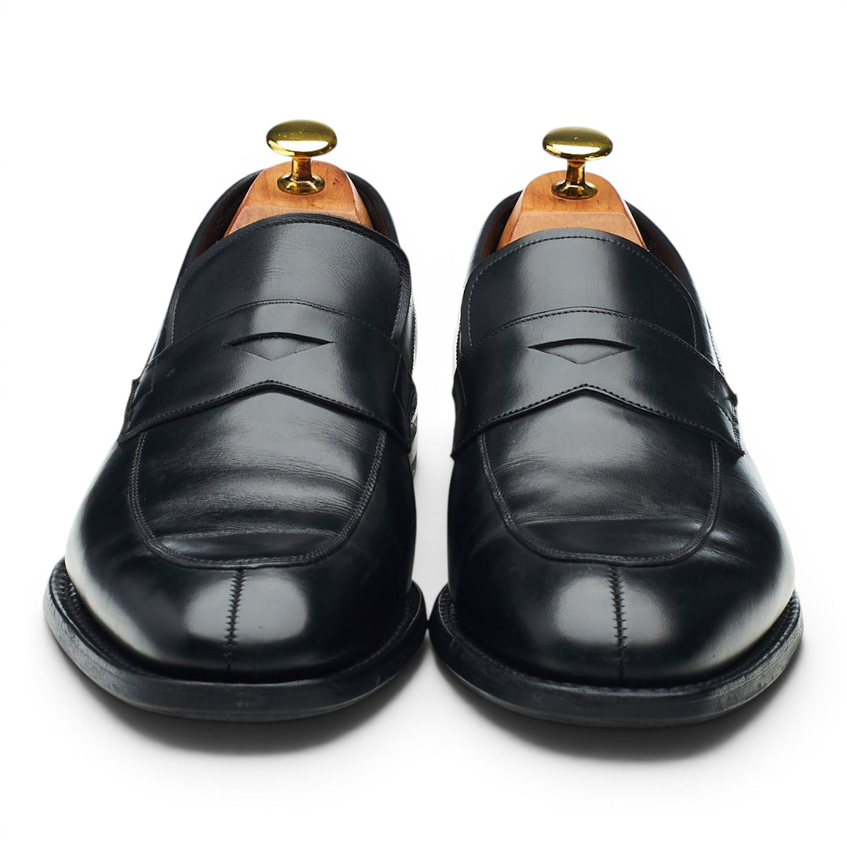 'Parham' Black Leather Split Toe Loafers UK 8 F