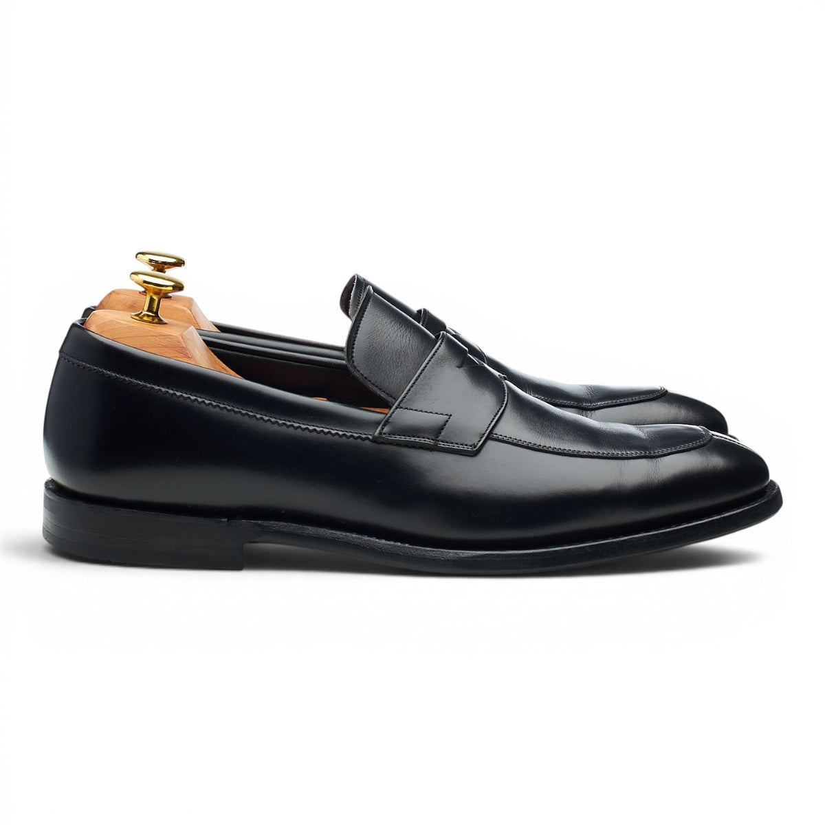 'Parham' Black Leather Split Toe Loafers UK 8 F