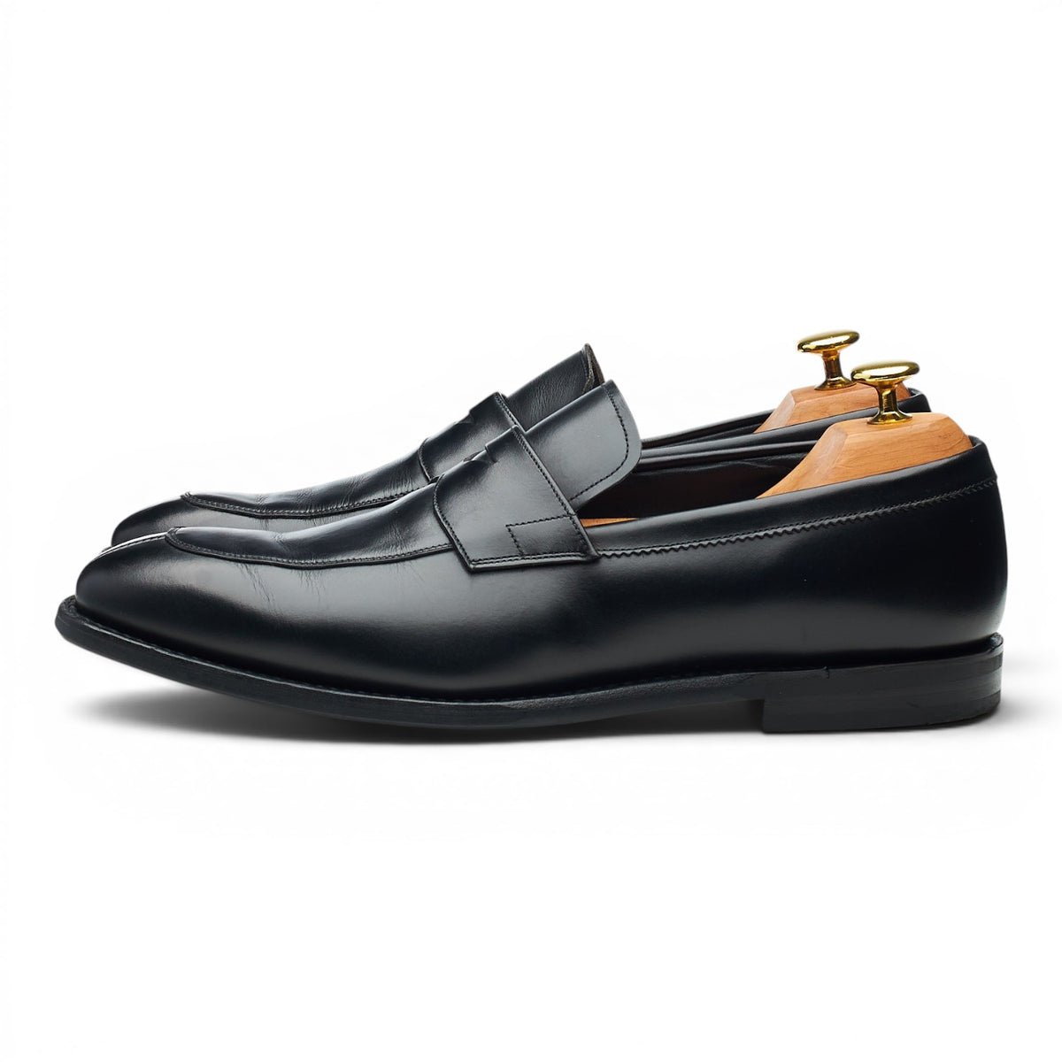 'Parham' Black Leather Split Toe Loafers UK 8 F