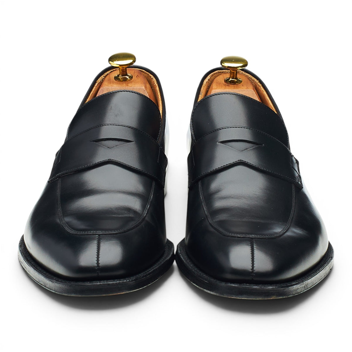'Swanley' Black Leather Split Toe Loafers UK 9.5 G