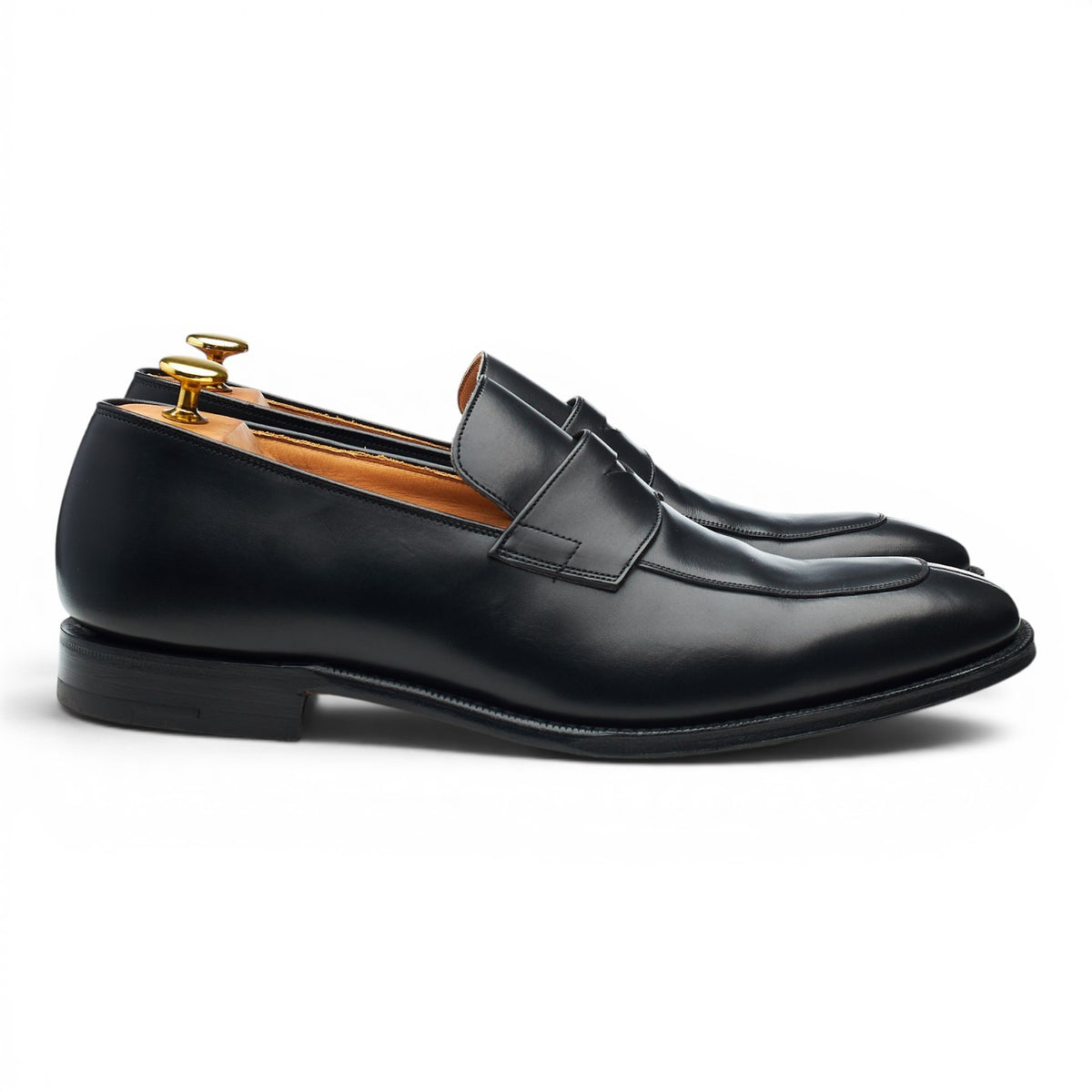 'Swanley' Black Leather Split Toe Loafers UK 9.5 G