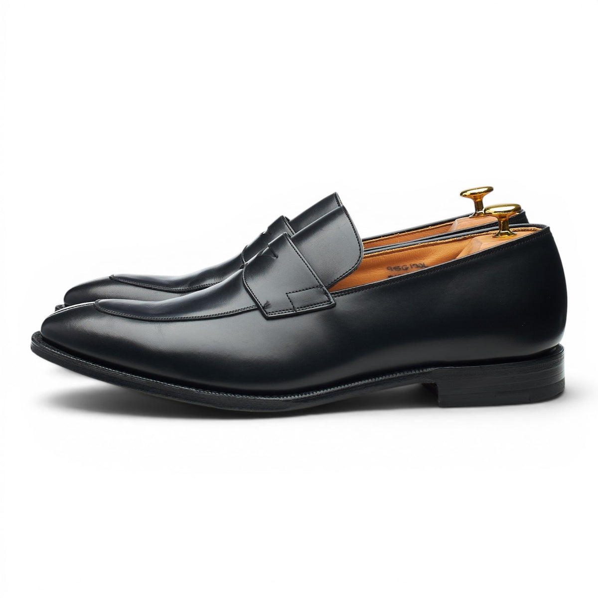 'Swanley' Black Leather Split Toe Loafers UK 9.5 G