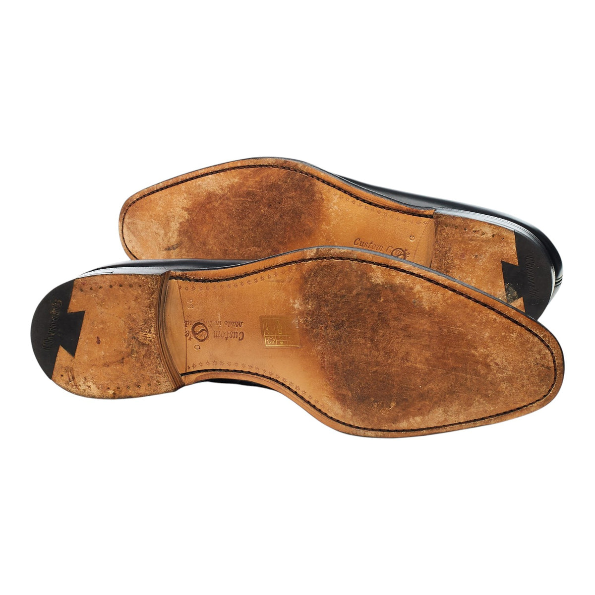 'Swanley' Black Leather Split Toe Loafers UK 9.5 G