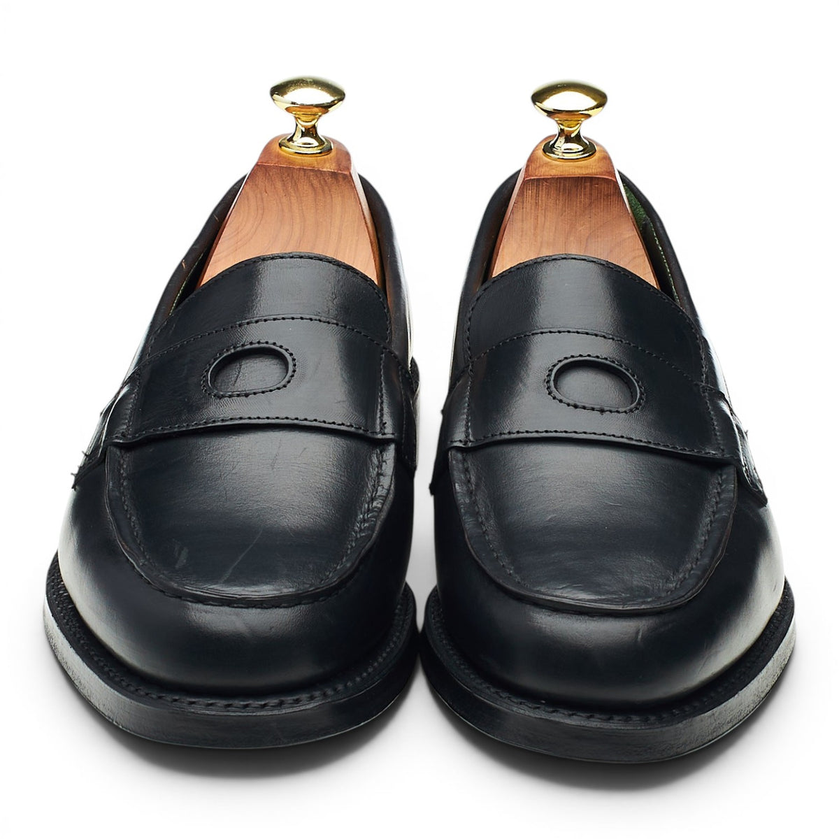 'Charles' Black Leather Loafers UK 7 F