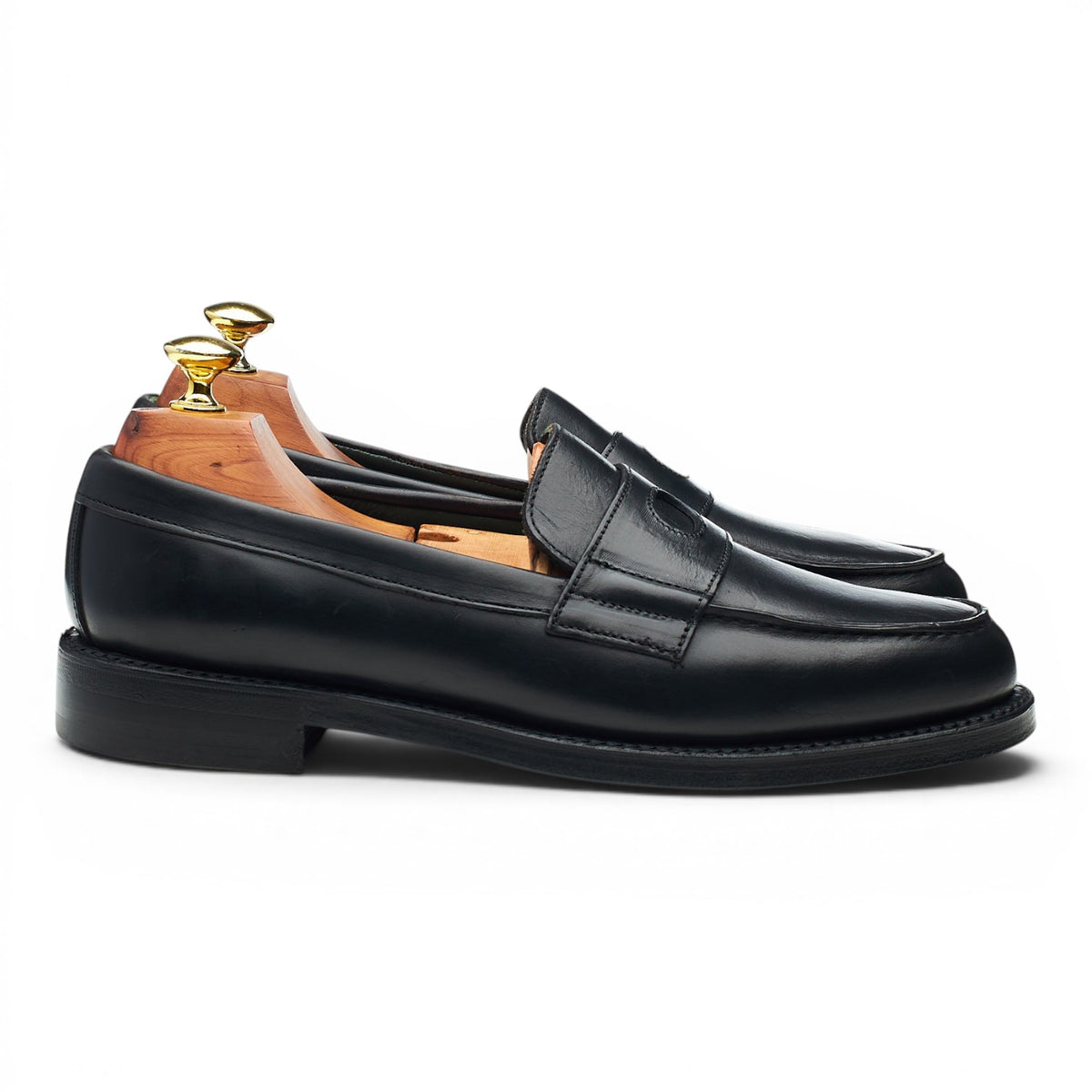 'Charles' Black Leather Loafers UK 7 F