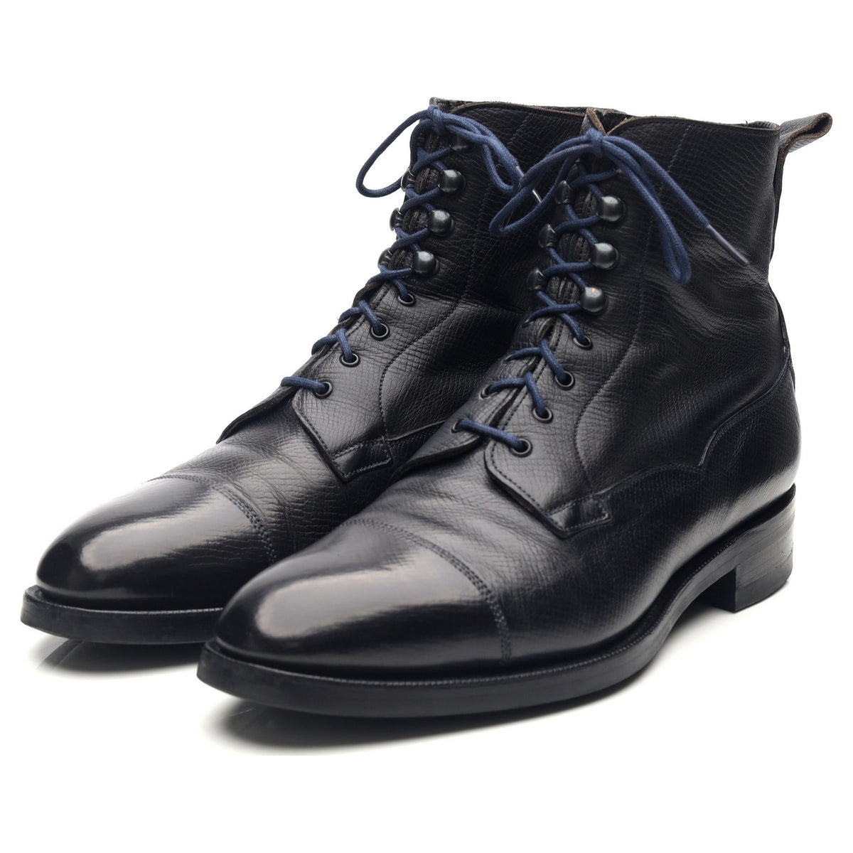 &#39;Galway&#39; Navy Blue Leather Derby Boots UK 7.5 E