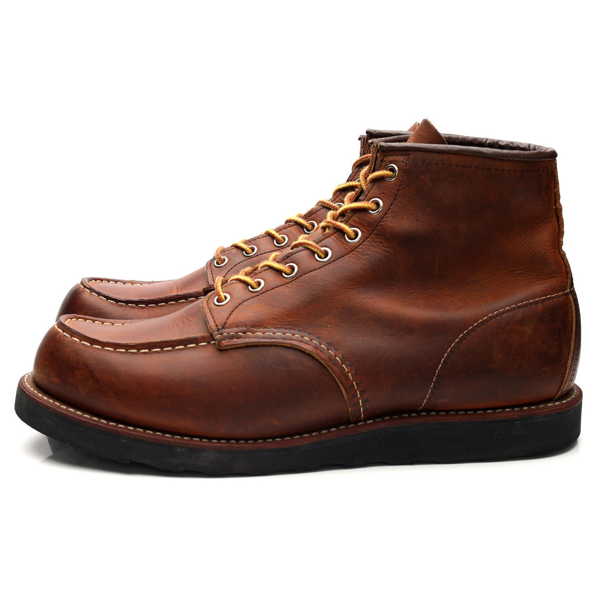 &#39;8886&#39; Brown Leather Moc Toe Boots UK 11 US 12 D