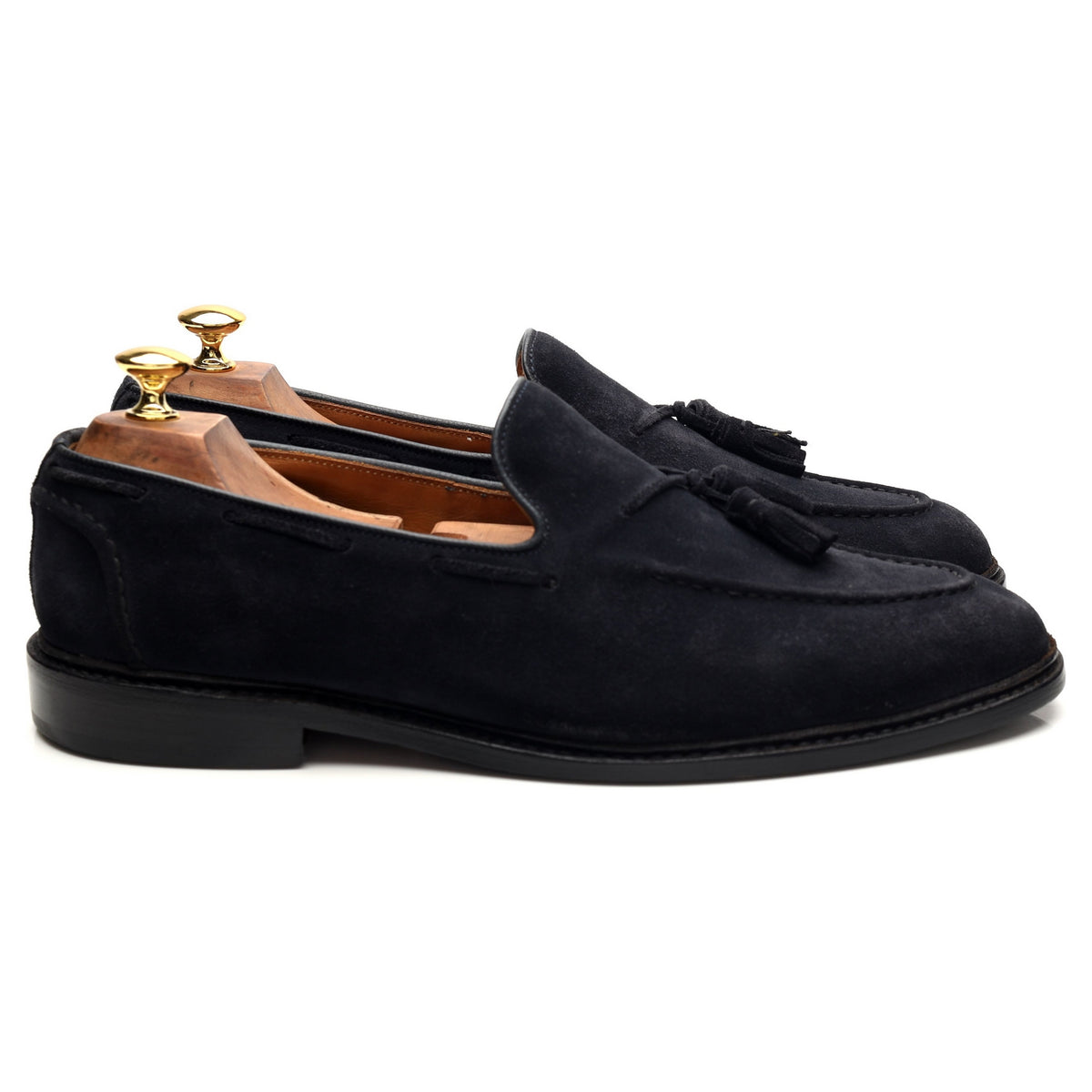 &#39;Elton&#39; Navy Blue Suede Tassel Loafers UK 10.5