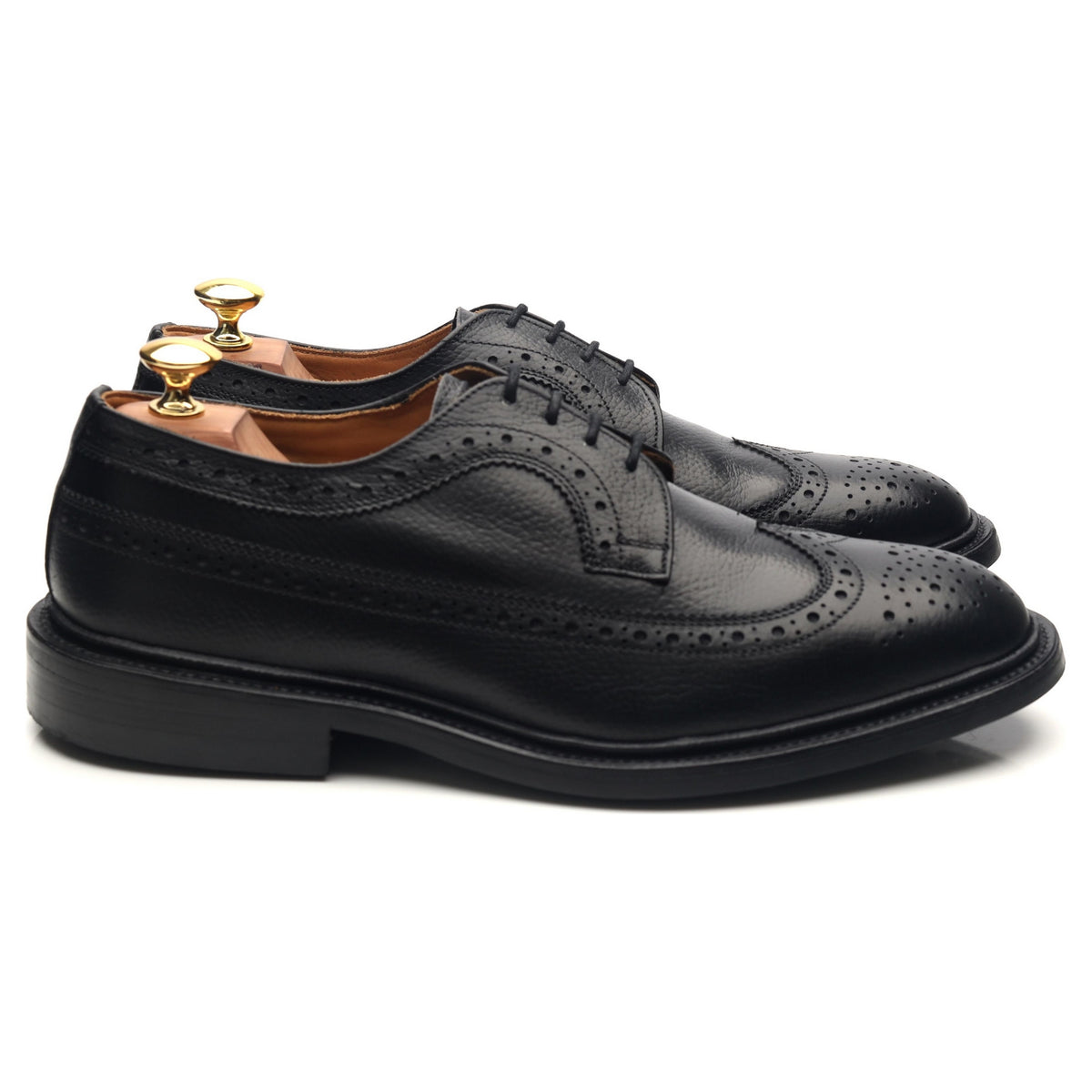 &#39;Richard&#39; Black Leather Country Derby Brogues UK 8.5
