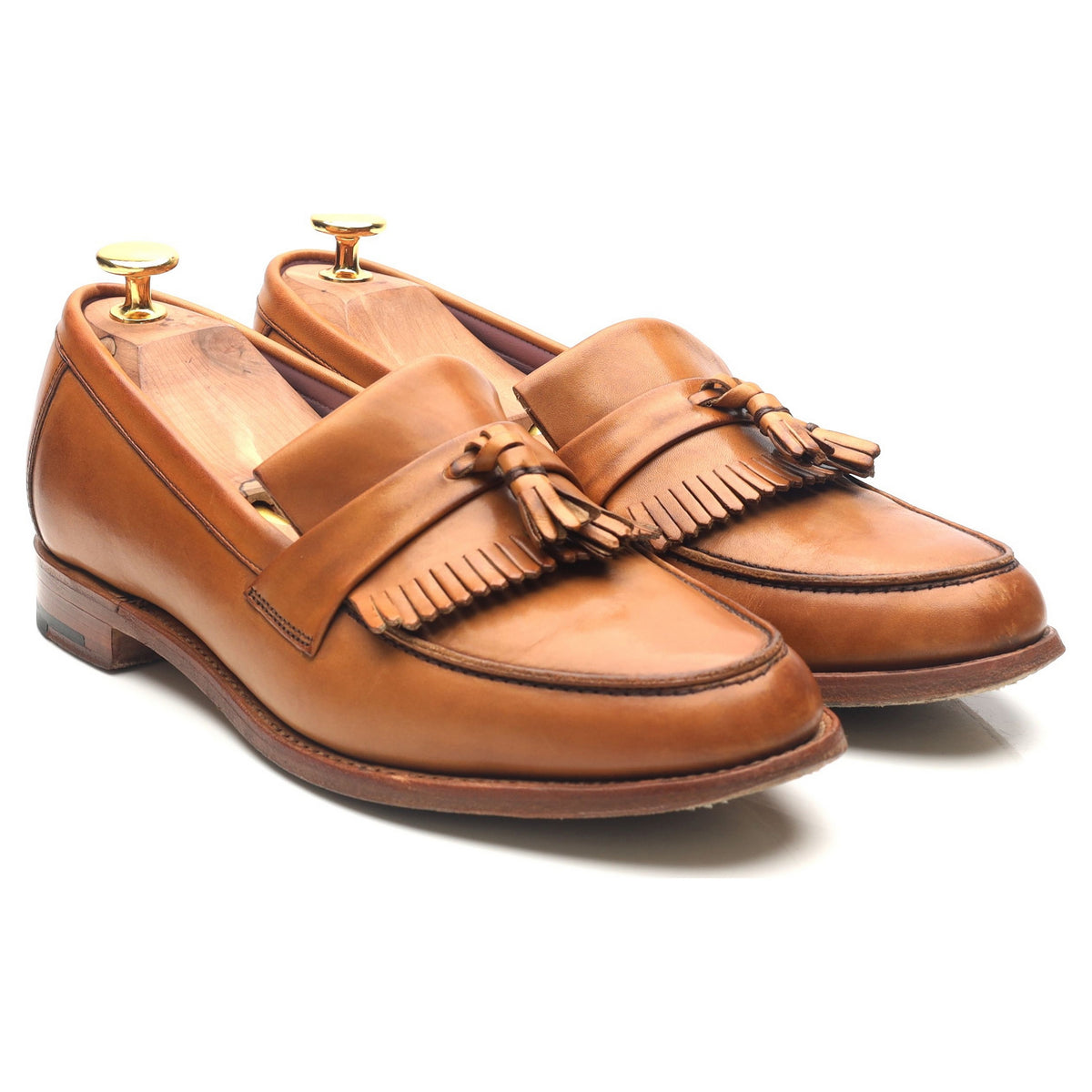 Women&#39;s &#39;Heather&#39; Tan Brown Leather Fringed Tassel Loafer UK 6 D