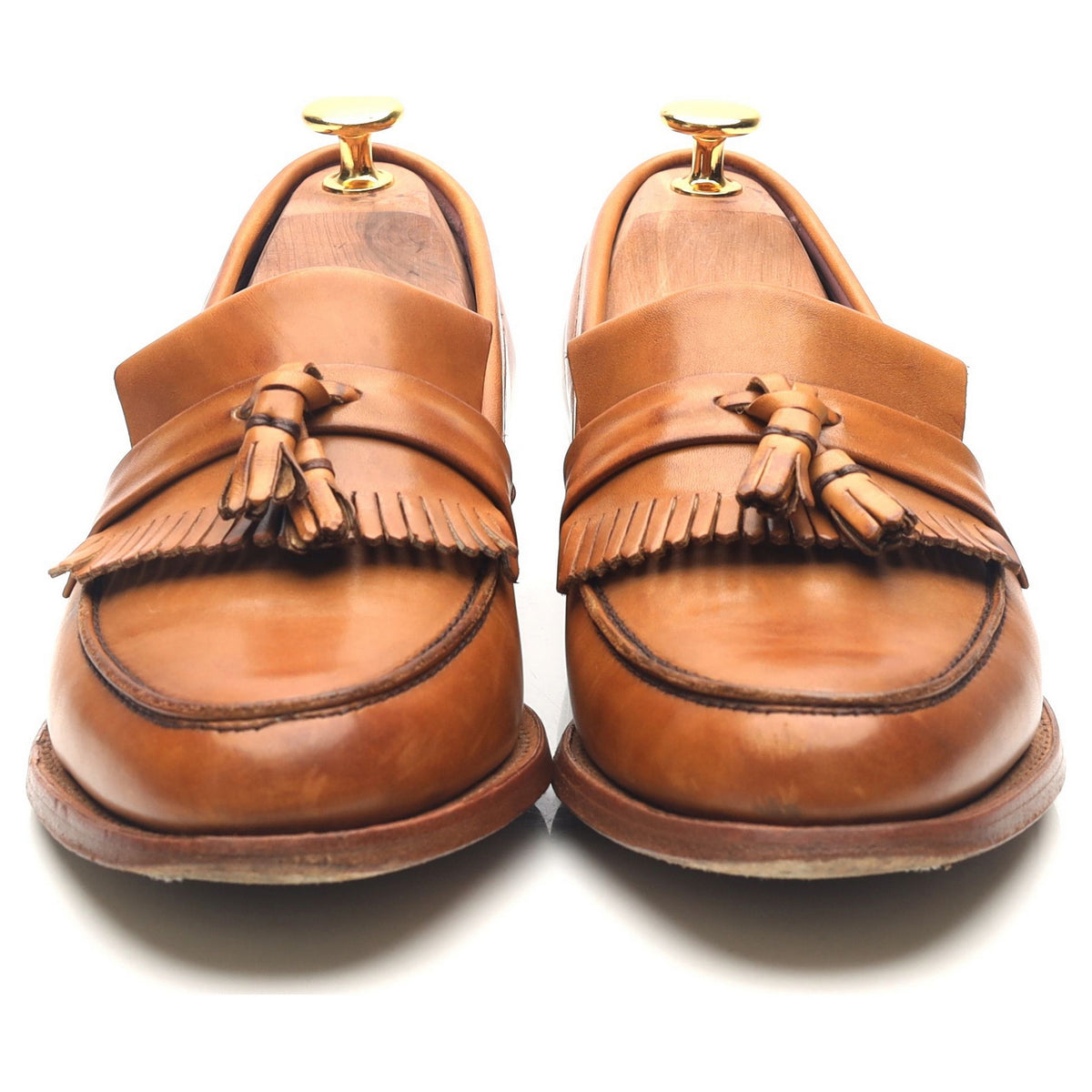 Women&#39;s &#39;Heather&#39; Tan Brown Leather Fringed Tassel Loafer UK 6 D