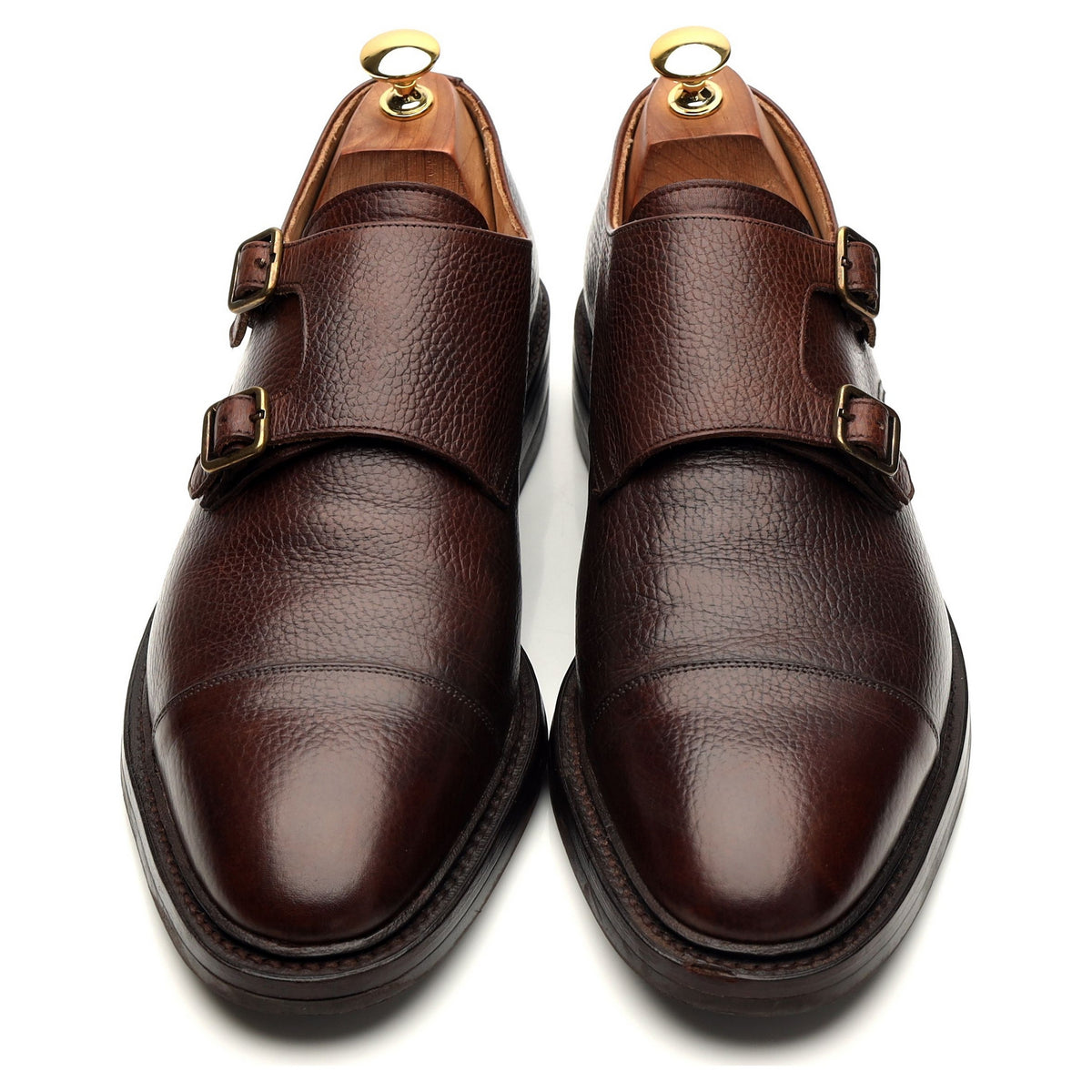 'Harrogate' Dark Brown Grain Leather Double Monk Strap UK 9 US 10 D