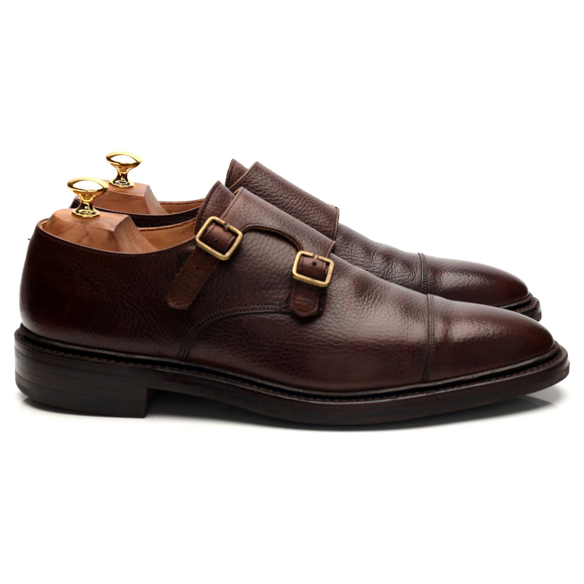 'Harrogate' Dark Brown Grain Leather Double Monk Strap UK 9 US 10 D
